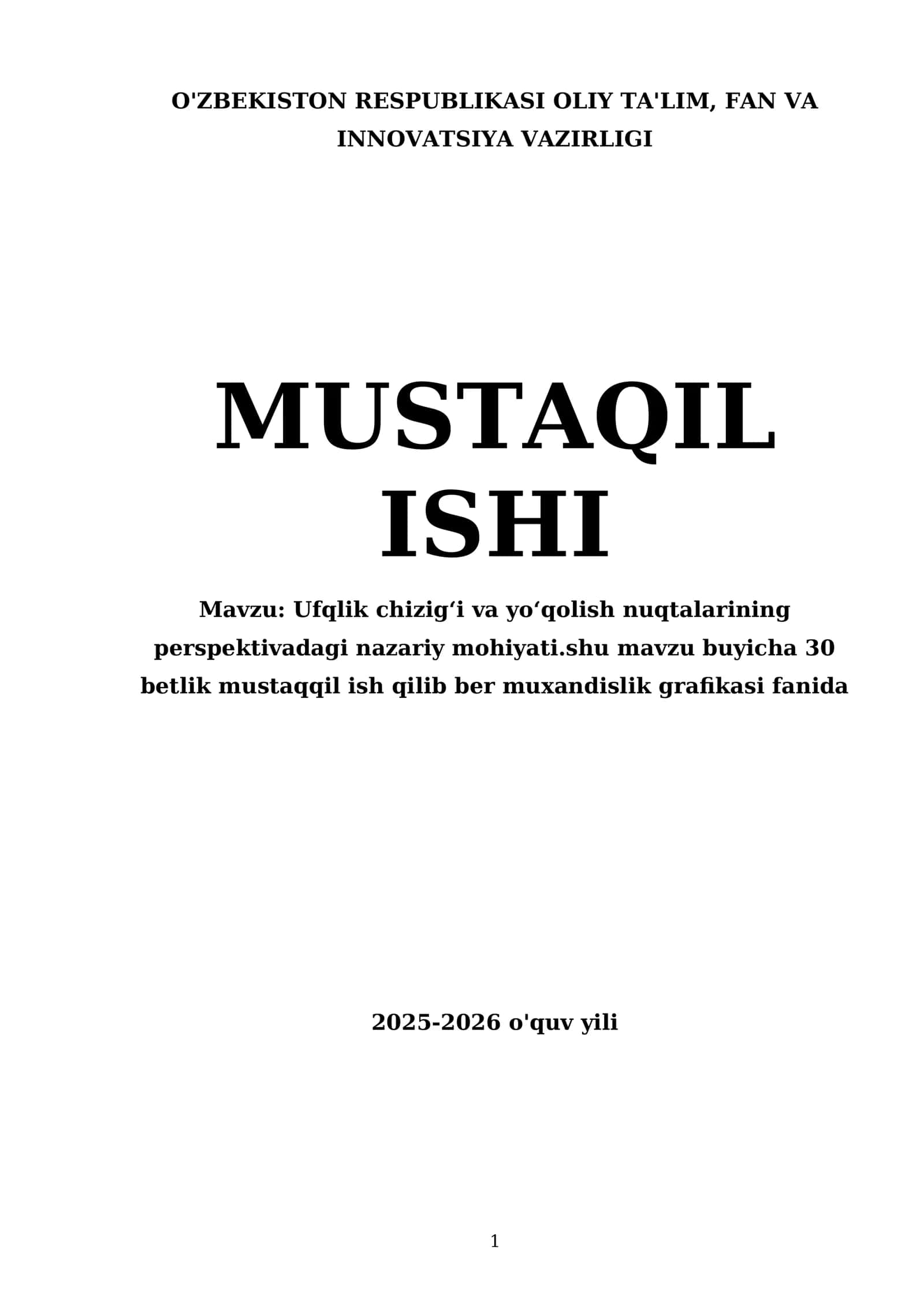 Ufqlik chizig‘i va yo‘qolish nuqtalarining perspektivadagi nazariy mohiyati 1