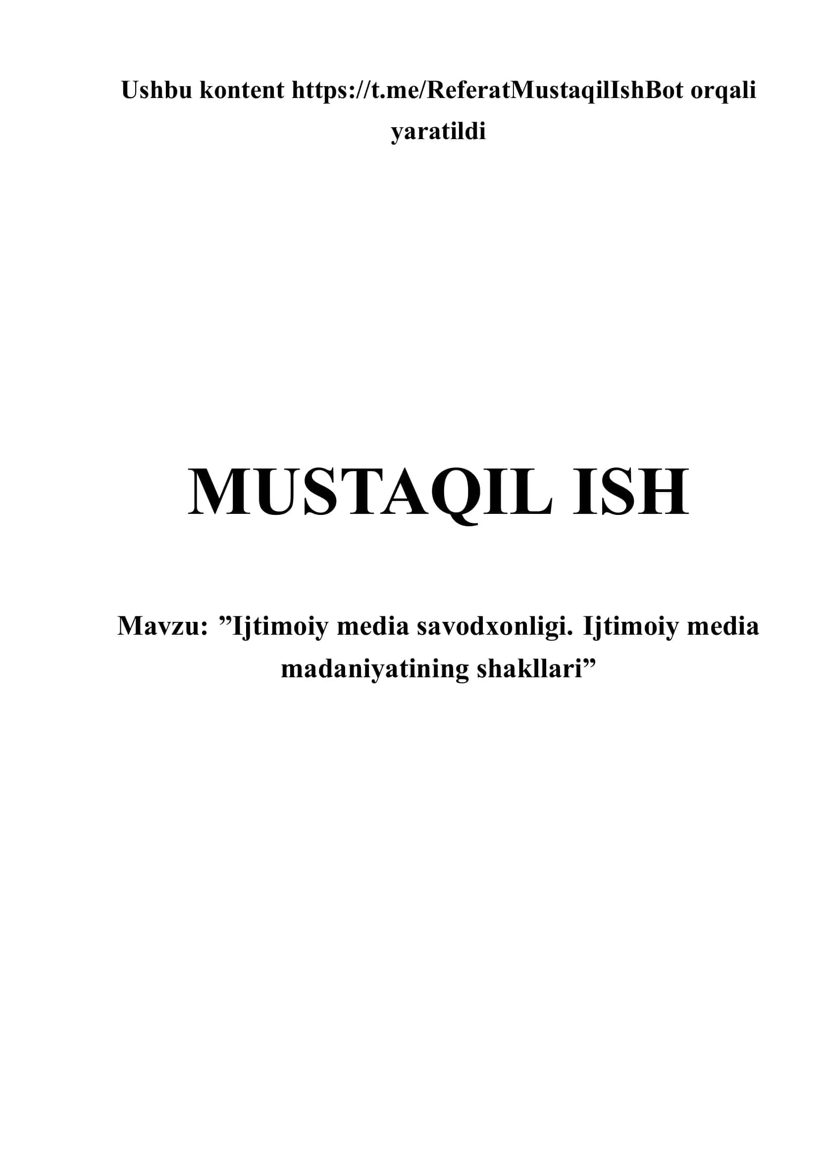 Ijtimoiy media savodxonligi. Ijtimoiy media madaniyatining shakllari 1