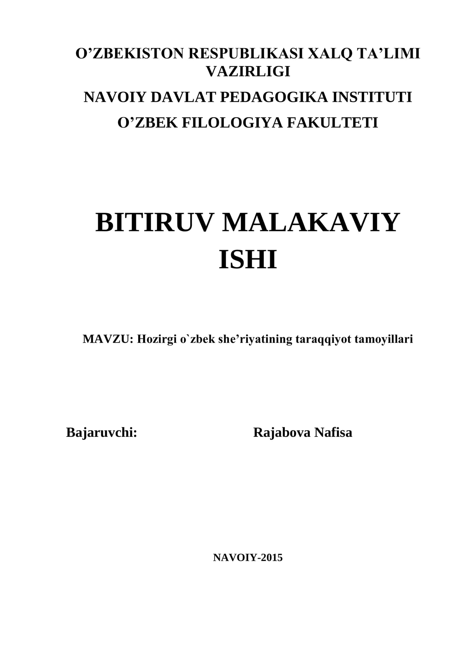Hozirgi o`zbek she’riyatining taraqqiyot tamoyillari 1