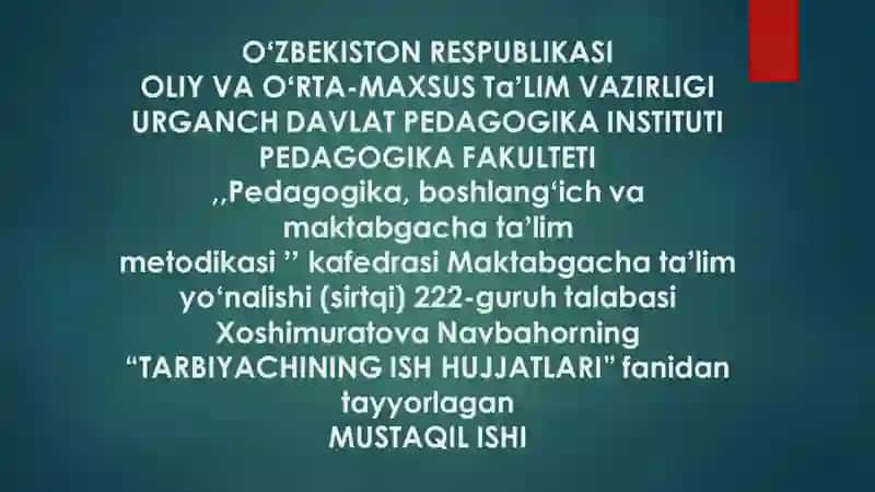 Bolalar davomatini qayd etish daftari