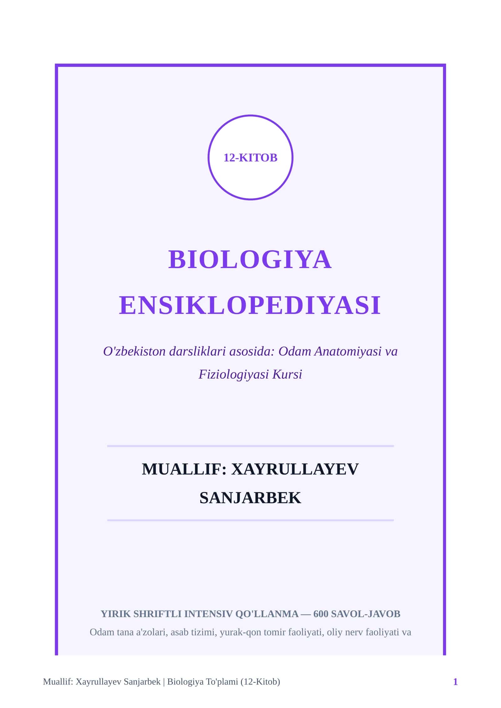 Odam Anatomiyasi va Fiziologiyasi Kursi 1