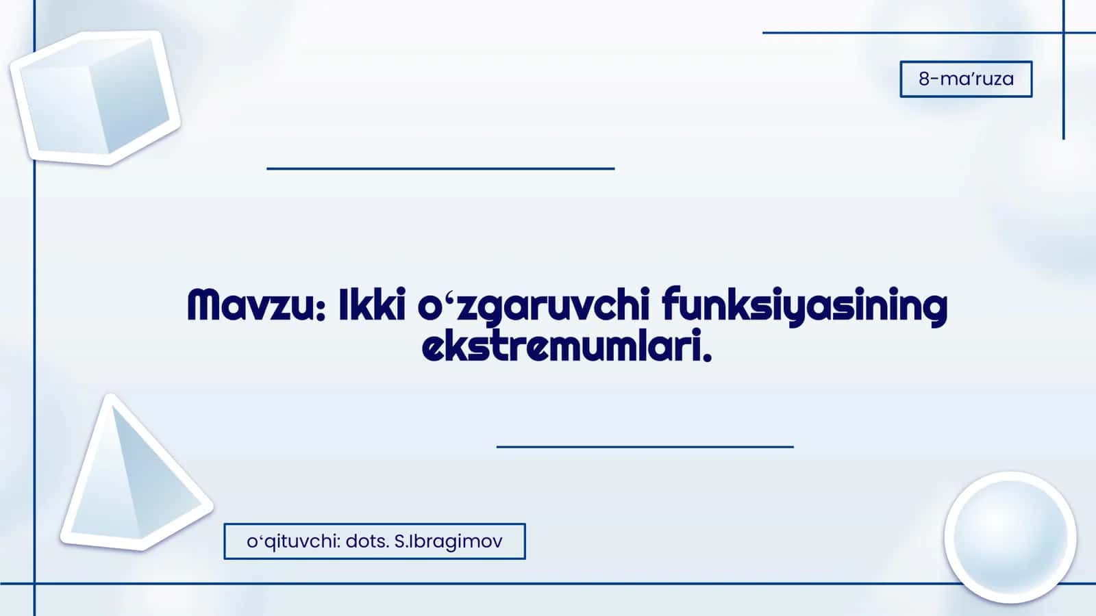 Ikki oʻzgaruvchi funksiyasining ekstremumlari 1