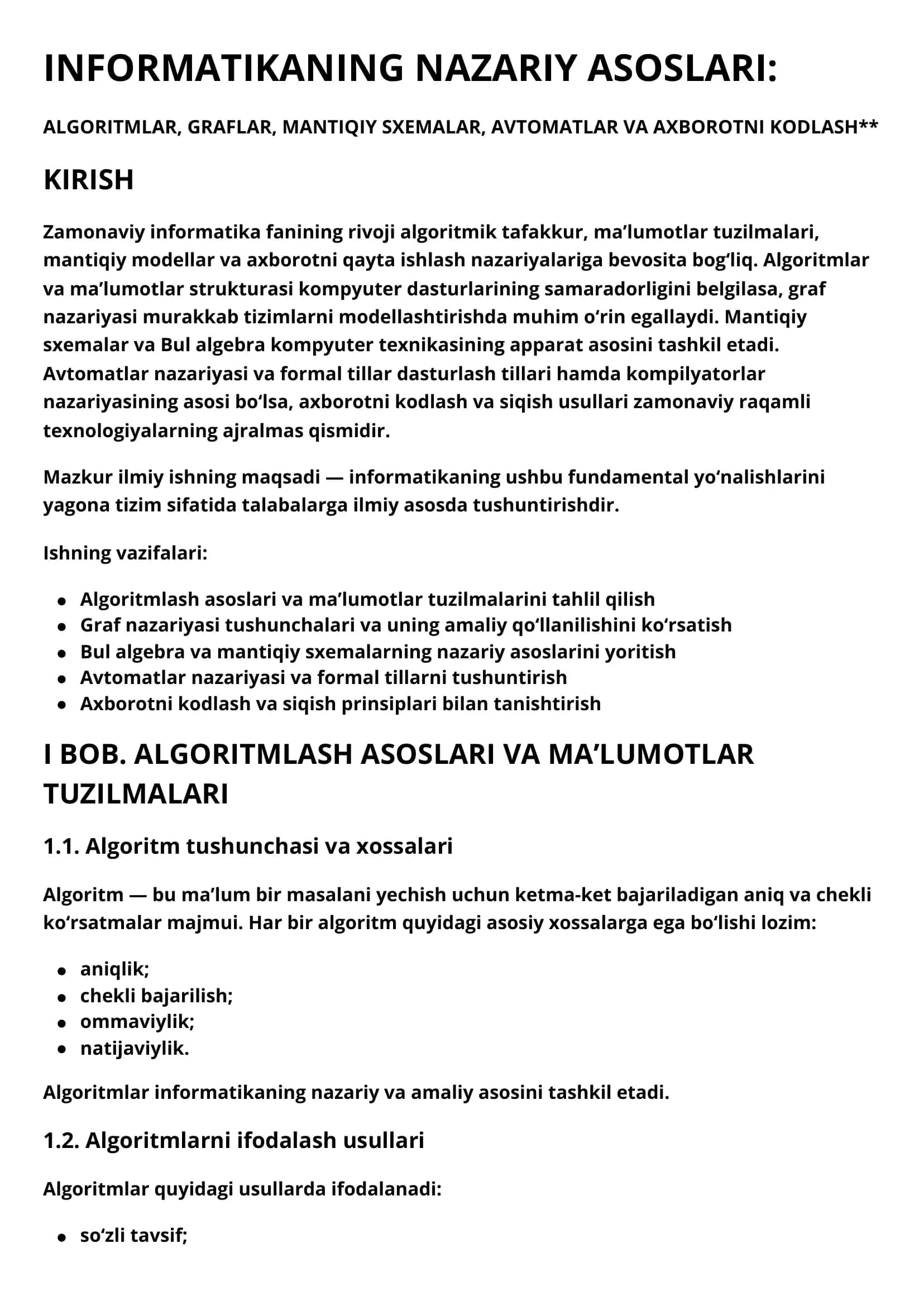 INFORMATIKANING NAZARIY ASOSLARI 1