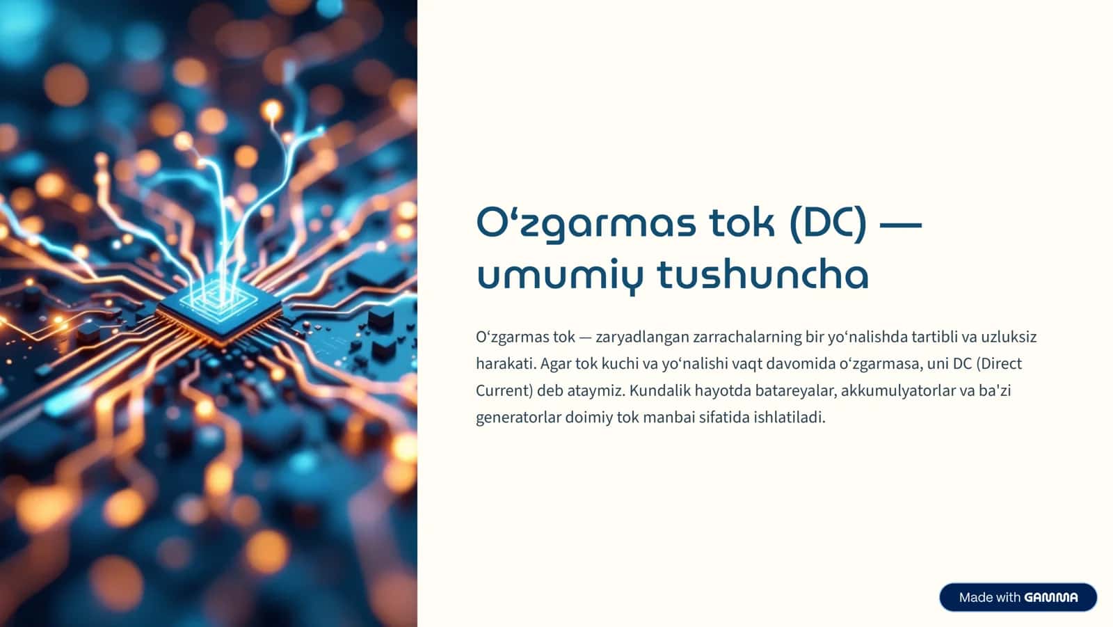 O‘zgarmas tok (DC) 1