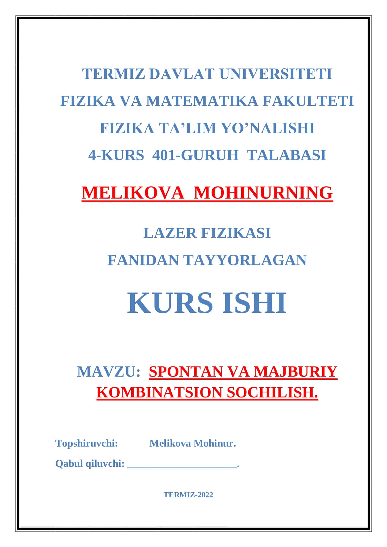 SPONTAN VA MAJBURIY KOMBINATSION SOCHILISH 1