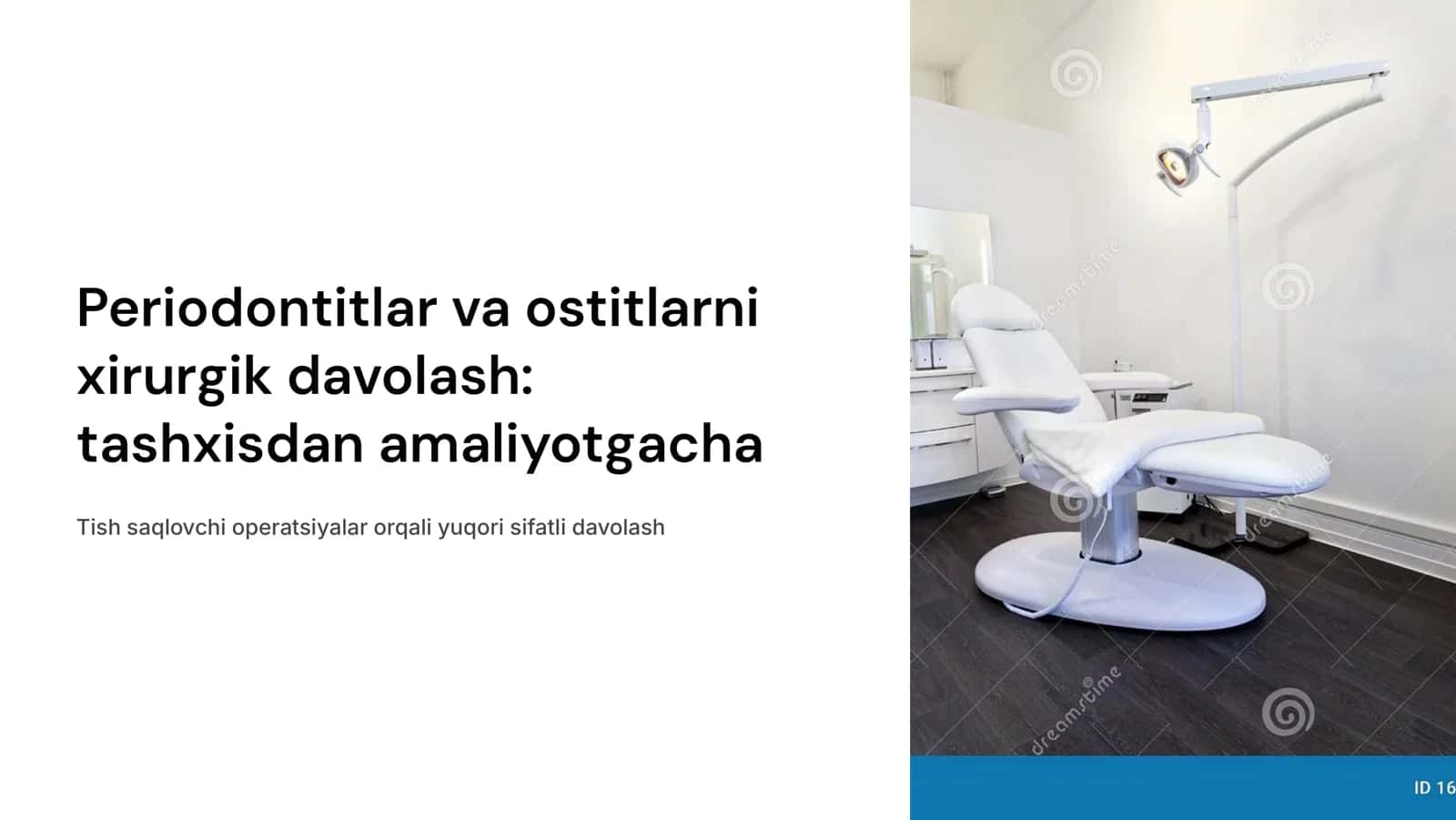 Periodontitlar va ostitlarni tashxislash natijalariga asoslangan holda xirurgik davolash usullariga ko’rsatma va qarshi ko’rsatmalar. Tish saqlovchi operatsiyalar (tish ildizi uchi rezeksiyasi, ildiz amputasiyasi, gemiseksiya, replantasiya) 1