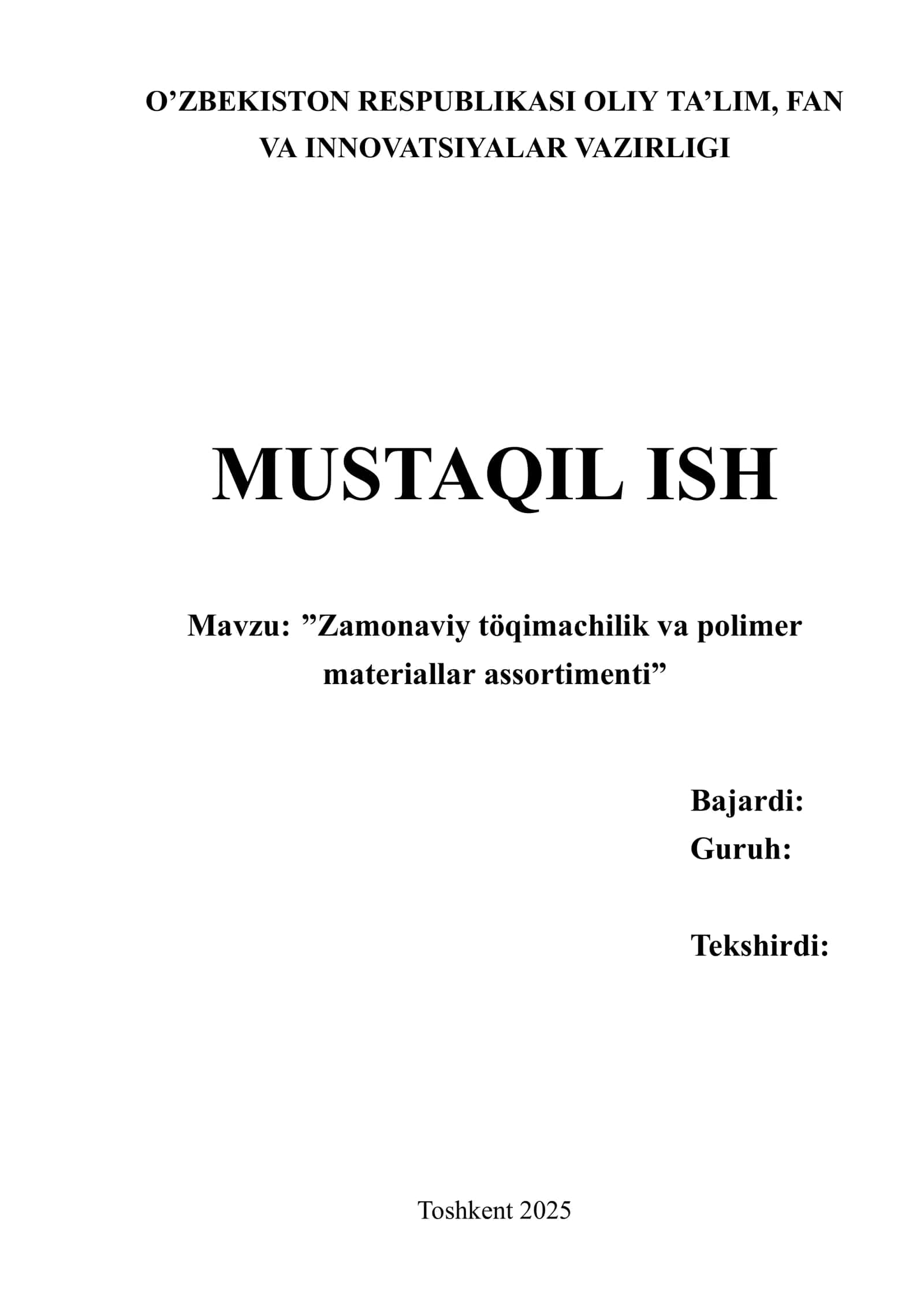 Zamonaviy töqimachilik va polimer materiallar assortimenti 1