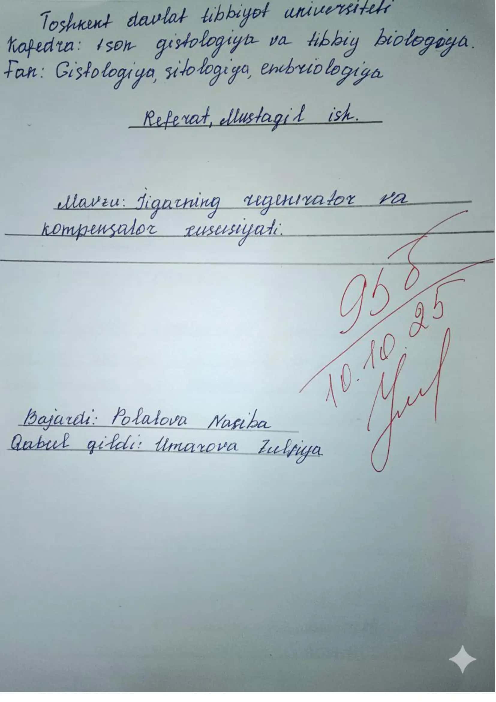Jigar regeneratsiyasi va disse boshligidagi hujayralar 1
