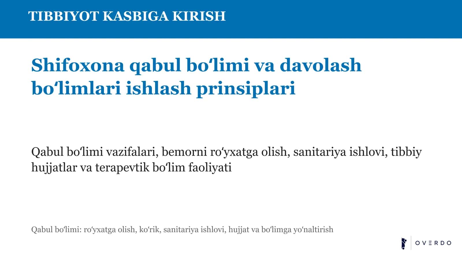 TIBBIYOT KASBIGA KIRISH 1