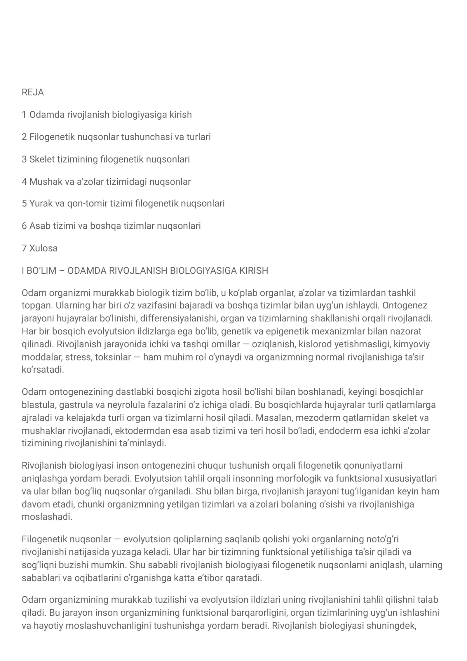 Odamda rivojlanish biologiyasiga kirish 1