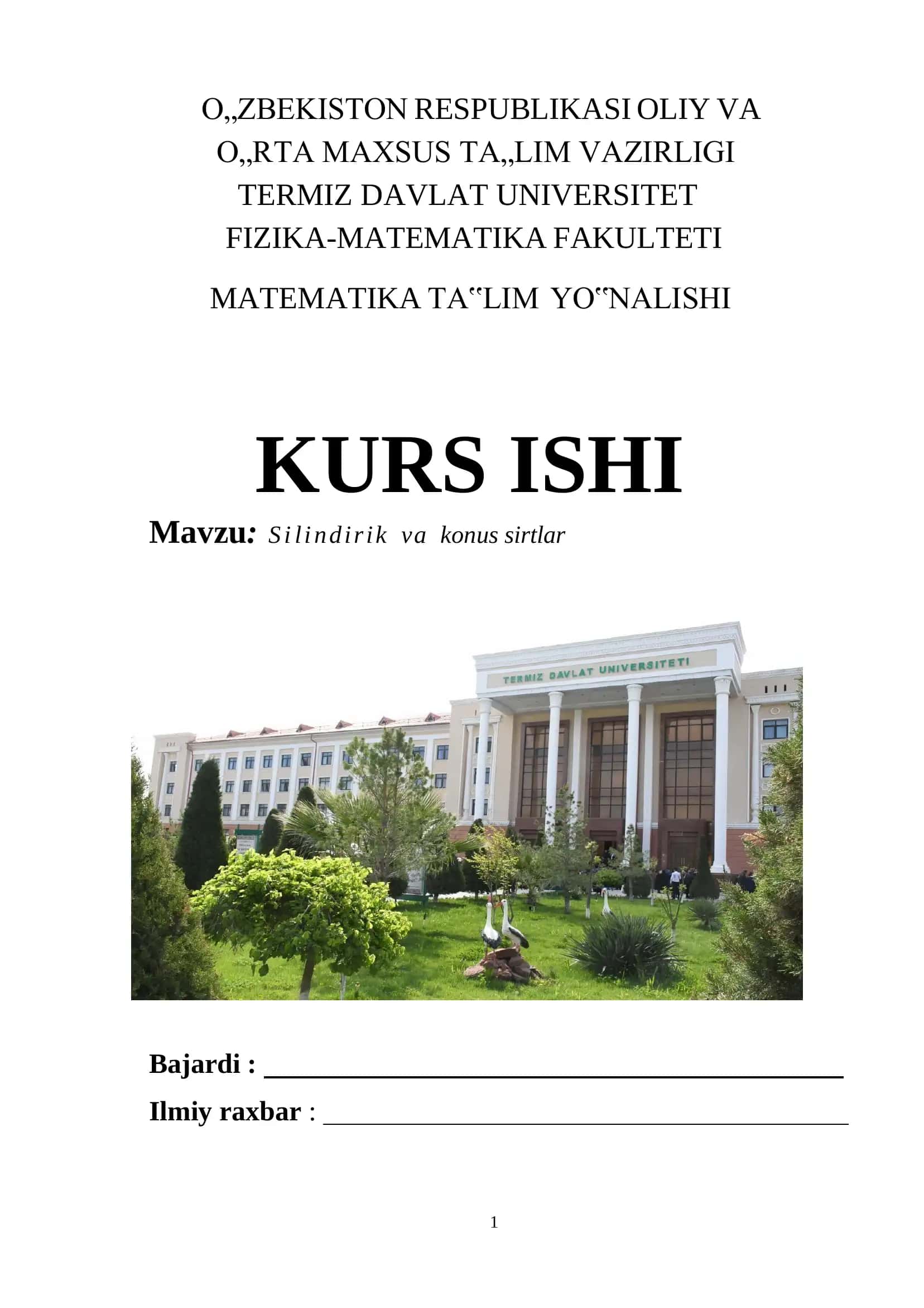 S i l i ndirik va konus sirtlar 1