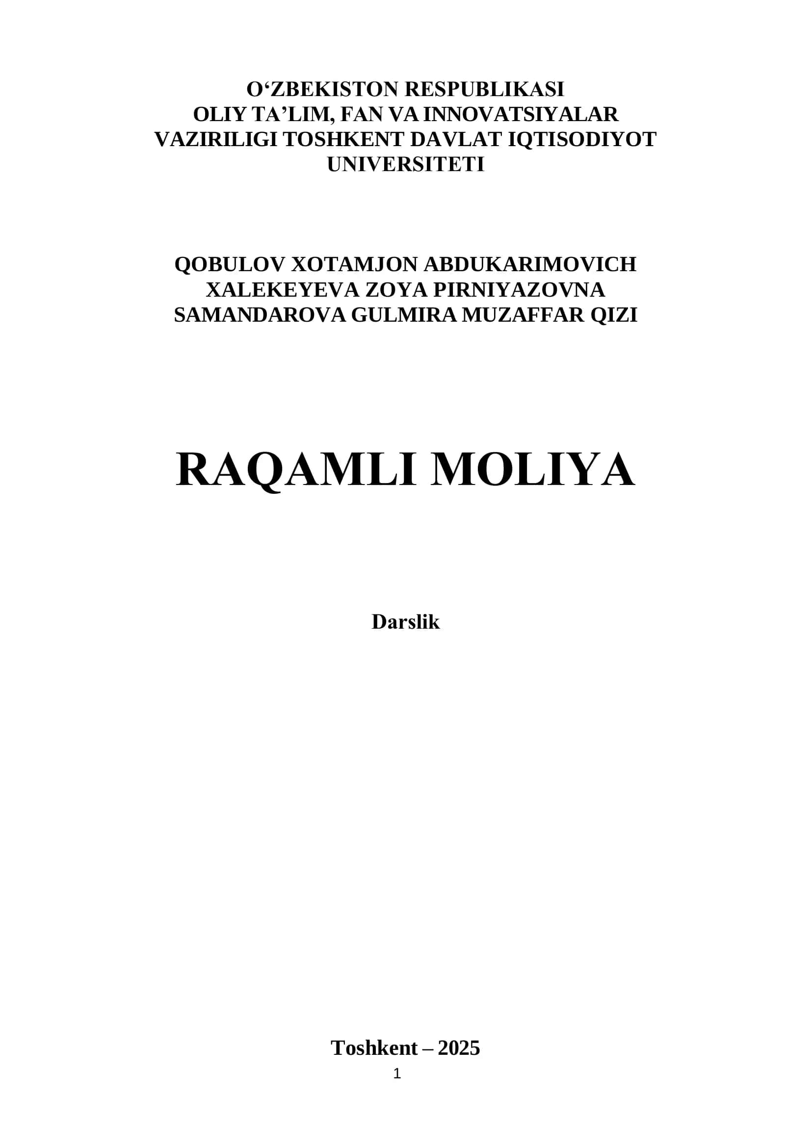 RАQАMLI MОLIYА 1