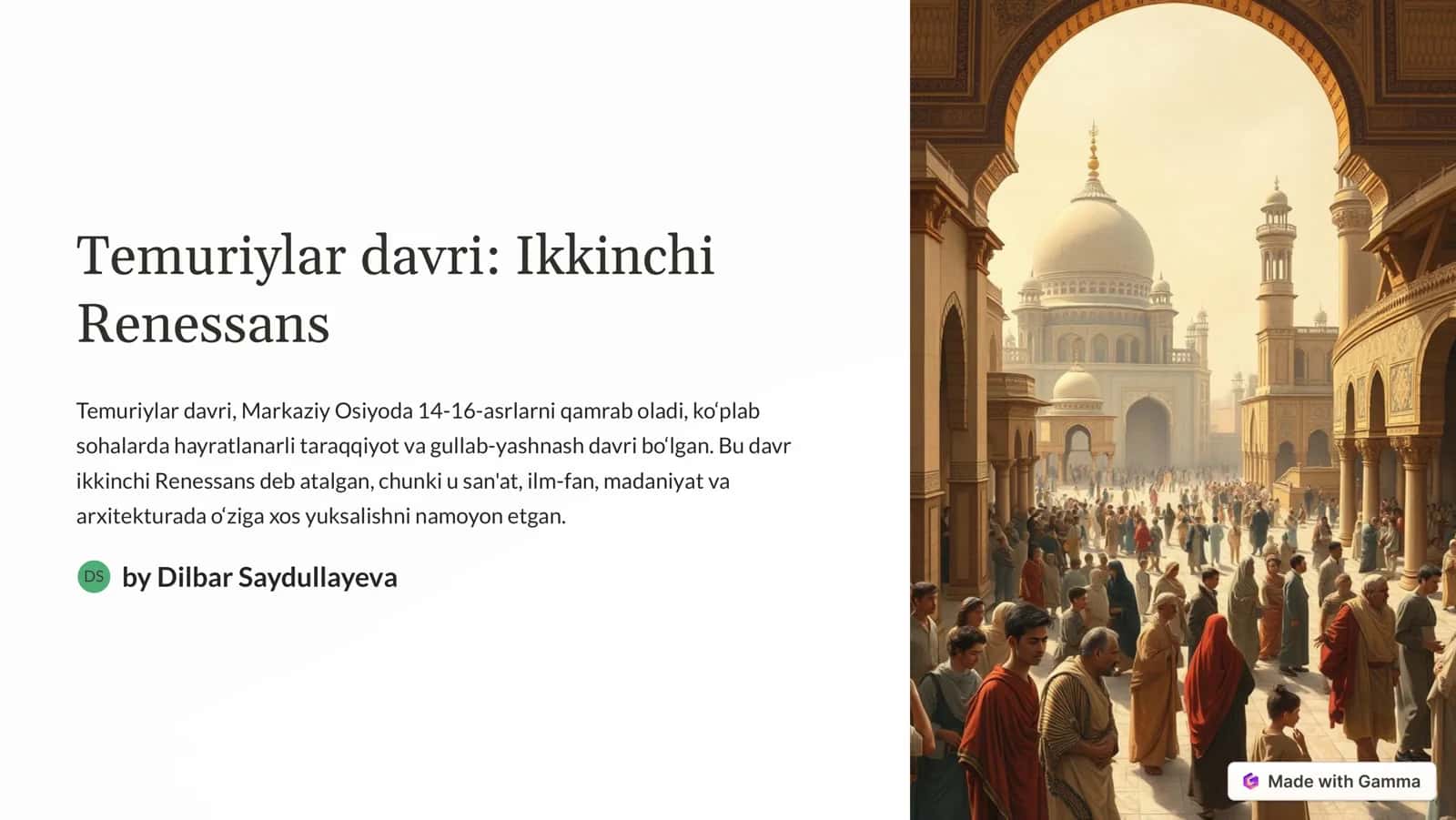 Temuriylar davri: Ikkinchi 1