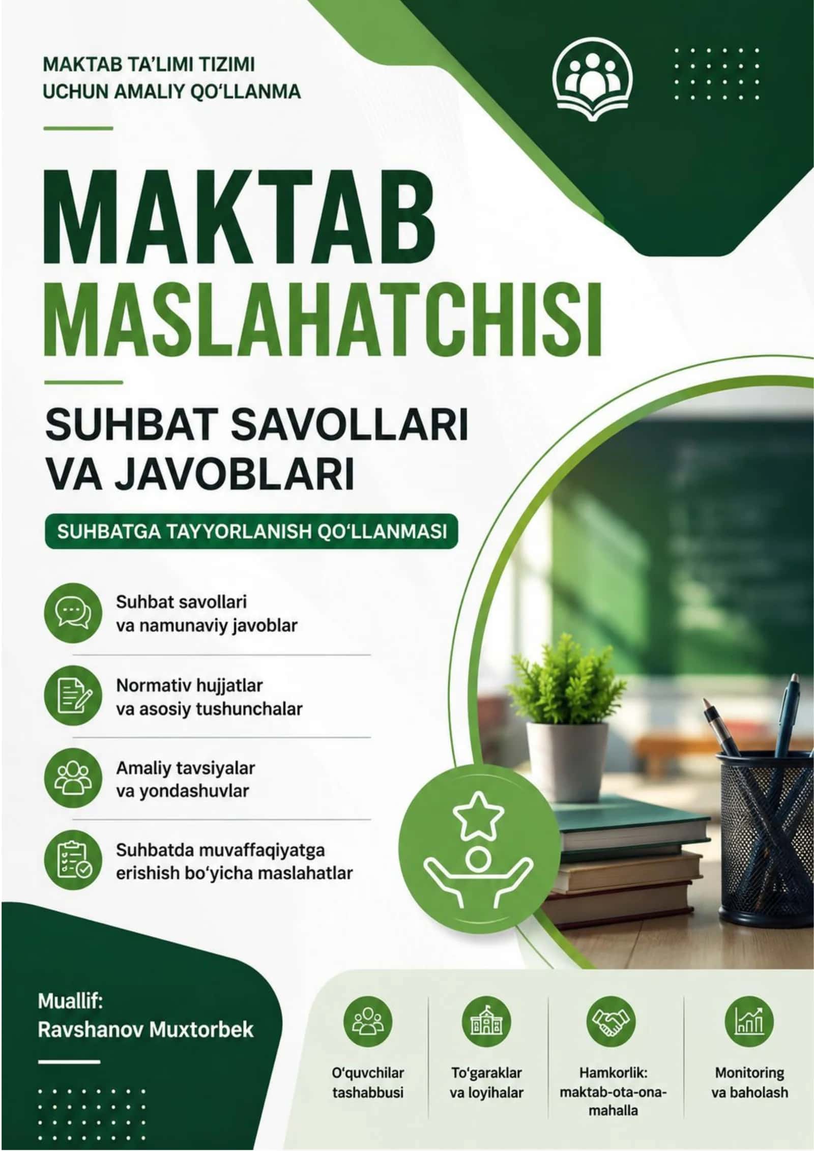 Maktab maslahatchisi suhbatga tushadigan 500 ta savollar javoblari bilan 1