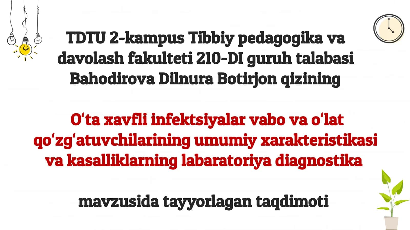 Oʻta xavfli infektsiyalar vabo  qoʻzgʻatuvchilarining labaratoriya diagnostika 1