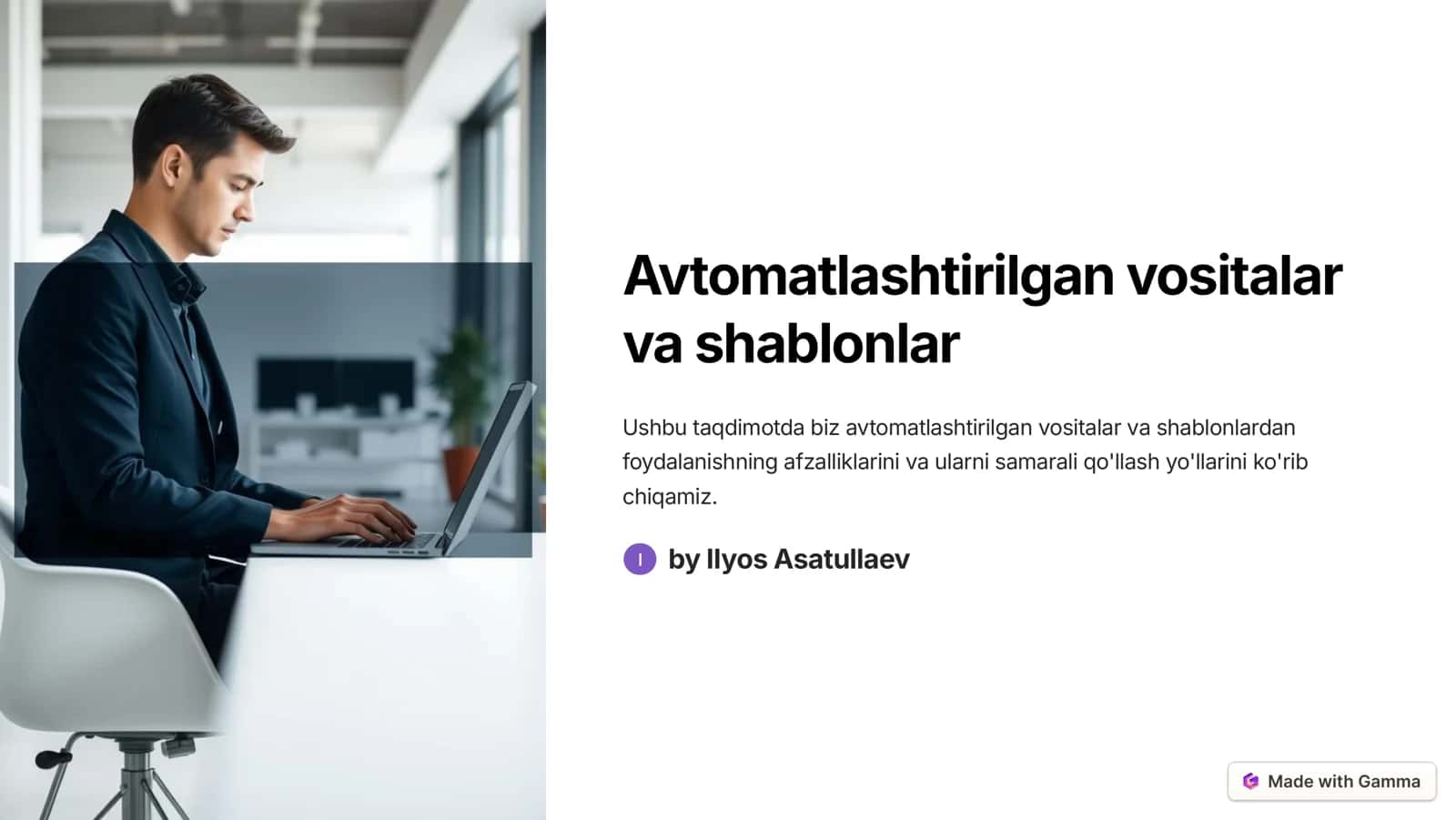 Avtomatlashtirilgan vositalar va shablonlar 1