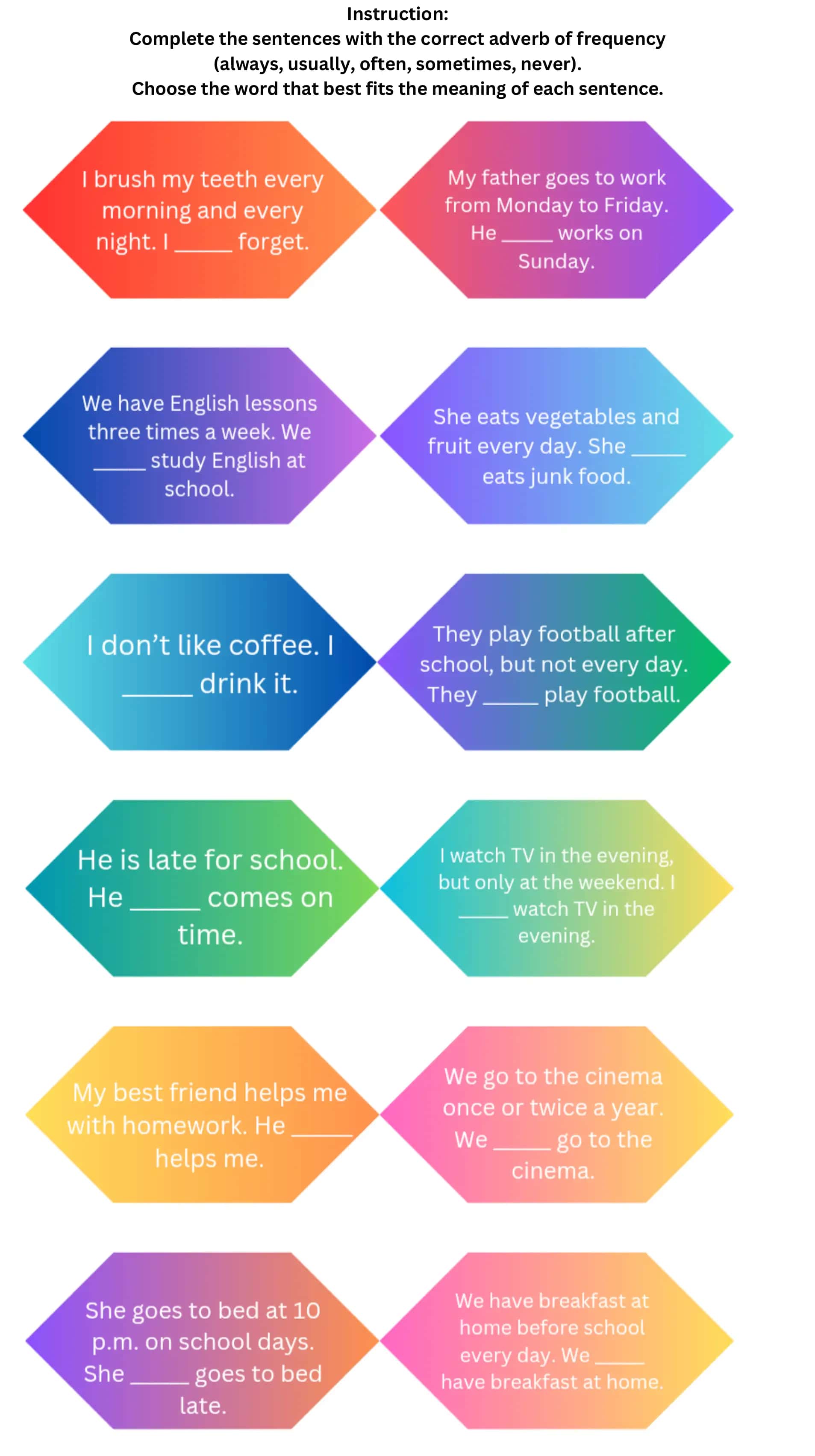 Adverb of Frequency Exercise 1