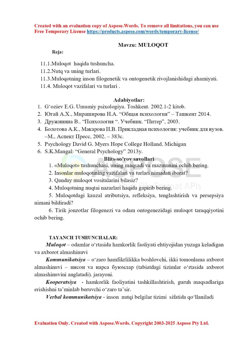 Muloqot Muloqot  haqida tushuncha Nutq va uning turlari Muloqotning inson filogenetik va ontogenetik rivojlanishidagi ahamiyati 1