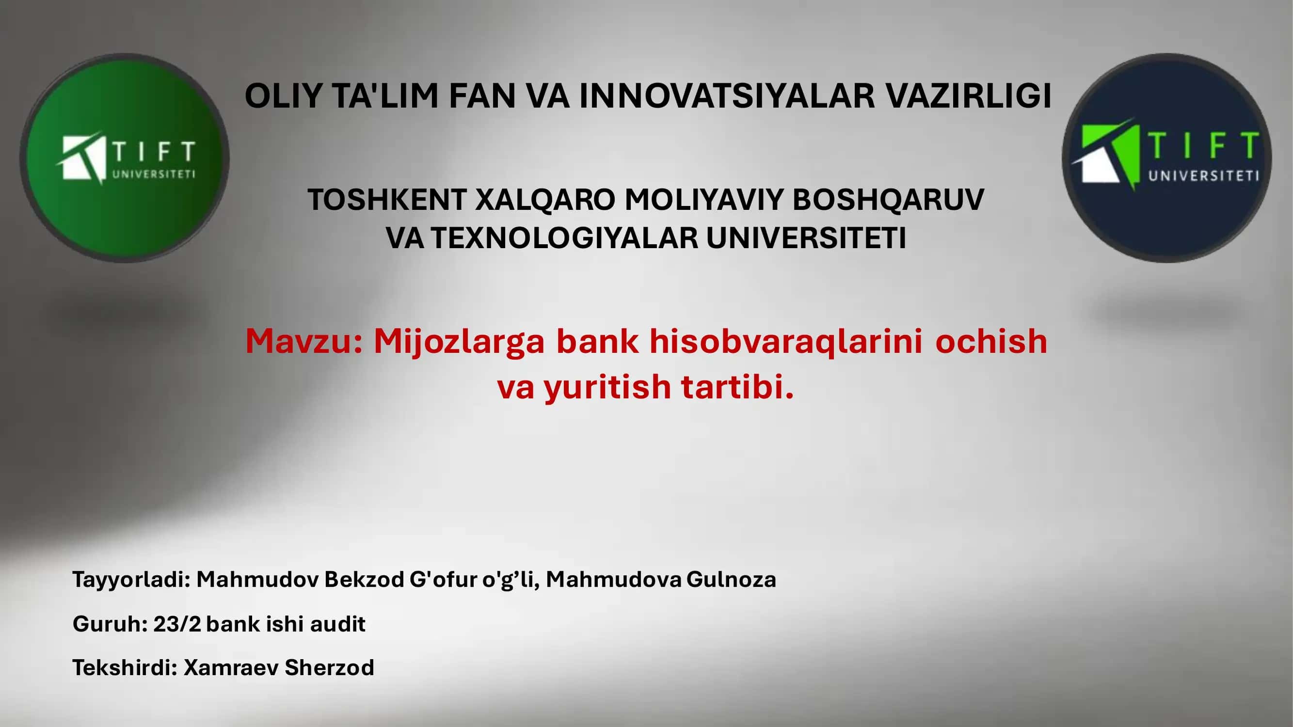Hisobvaraq Ochish Jarayoni 1