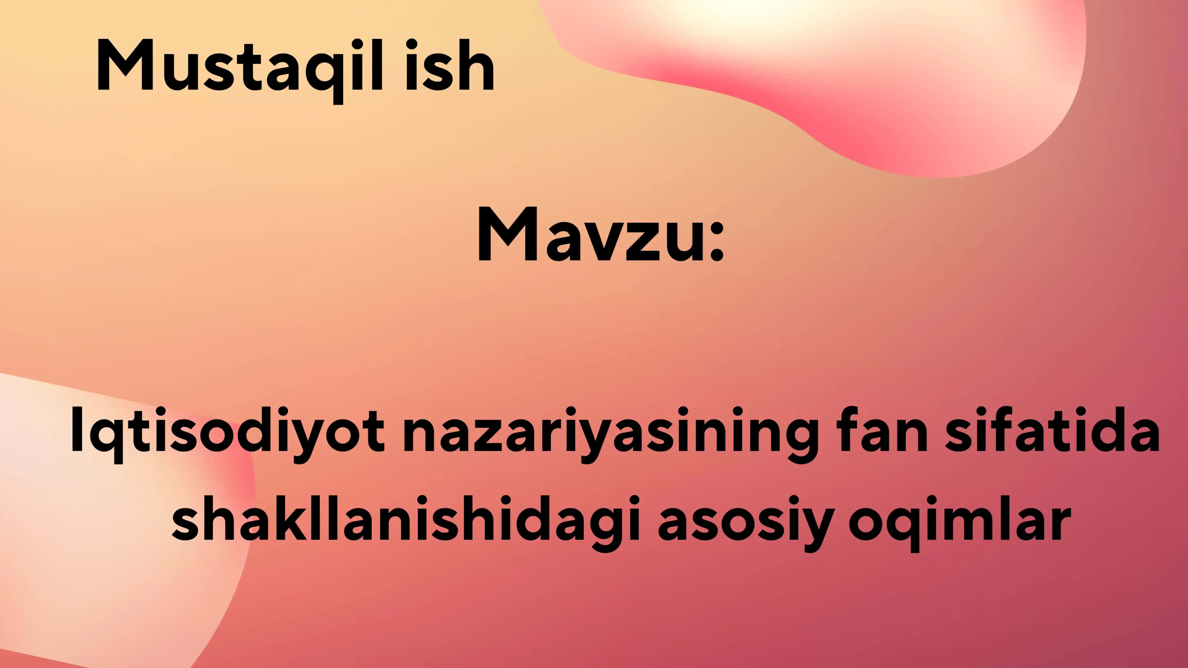 Iqtisodiyot nazariyasi 1