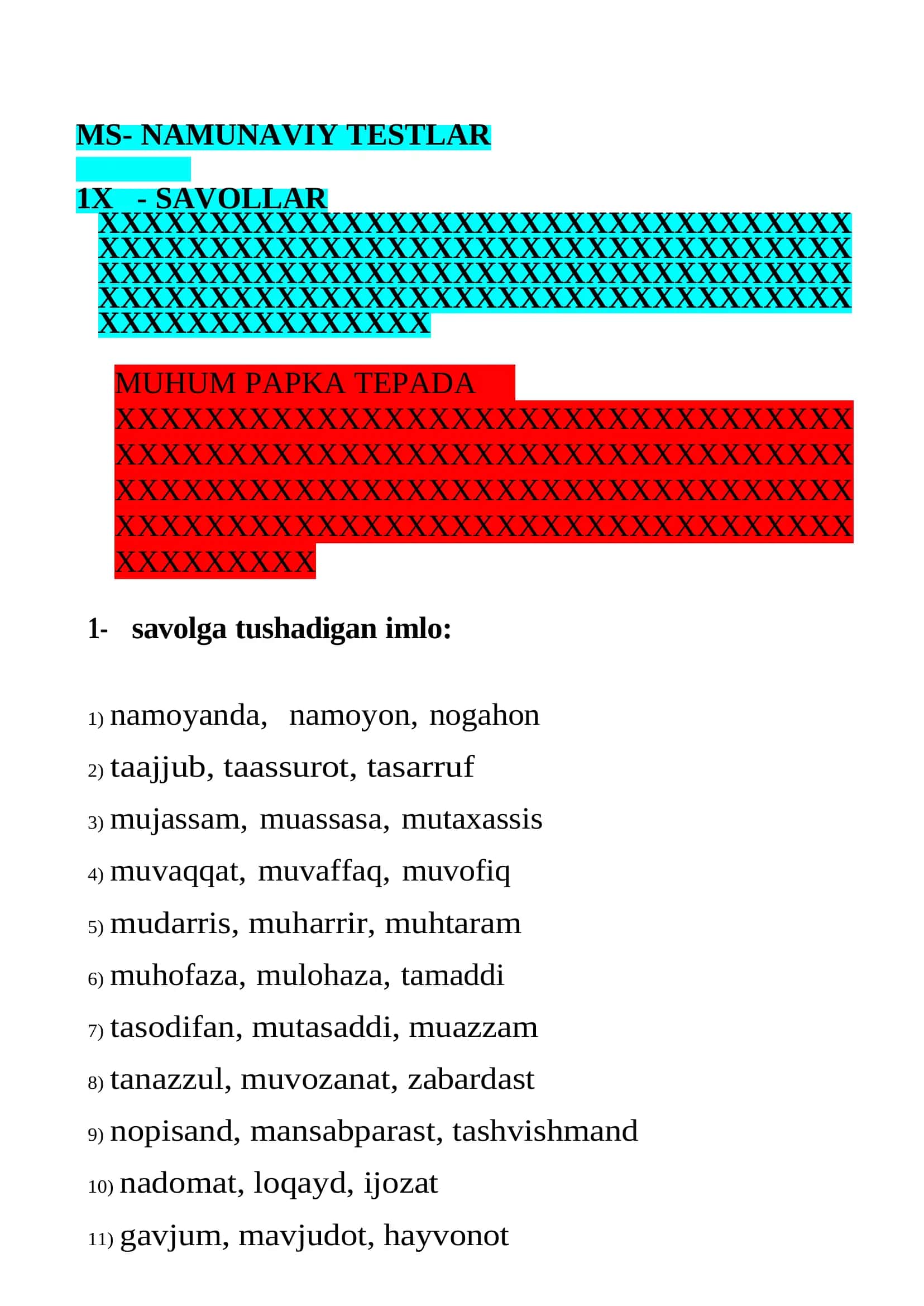 MS- NAMUNAVIY TESTLAR 1