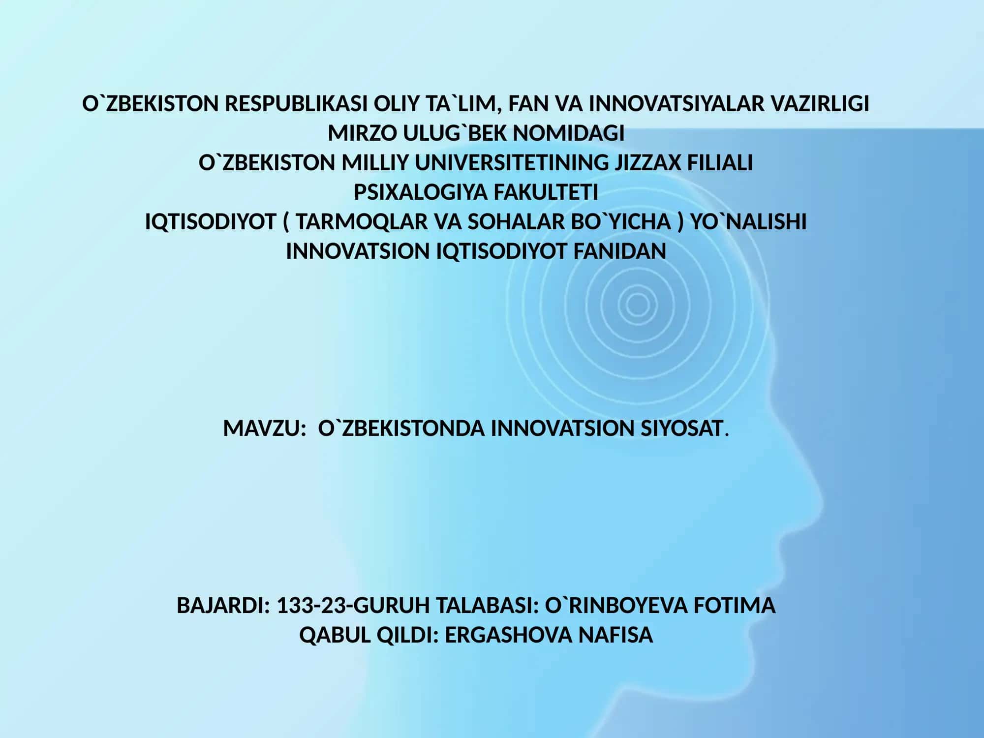 BIZNESNI INNOVATSION RIVOJLANTIRISH VA INVESTITSIYALASHNING NAZARIY ASOSLARI 1