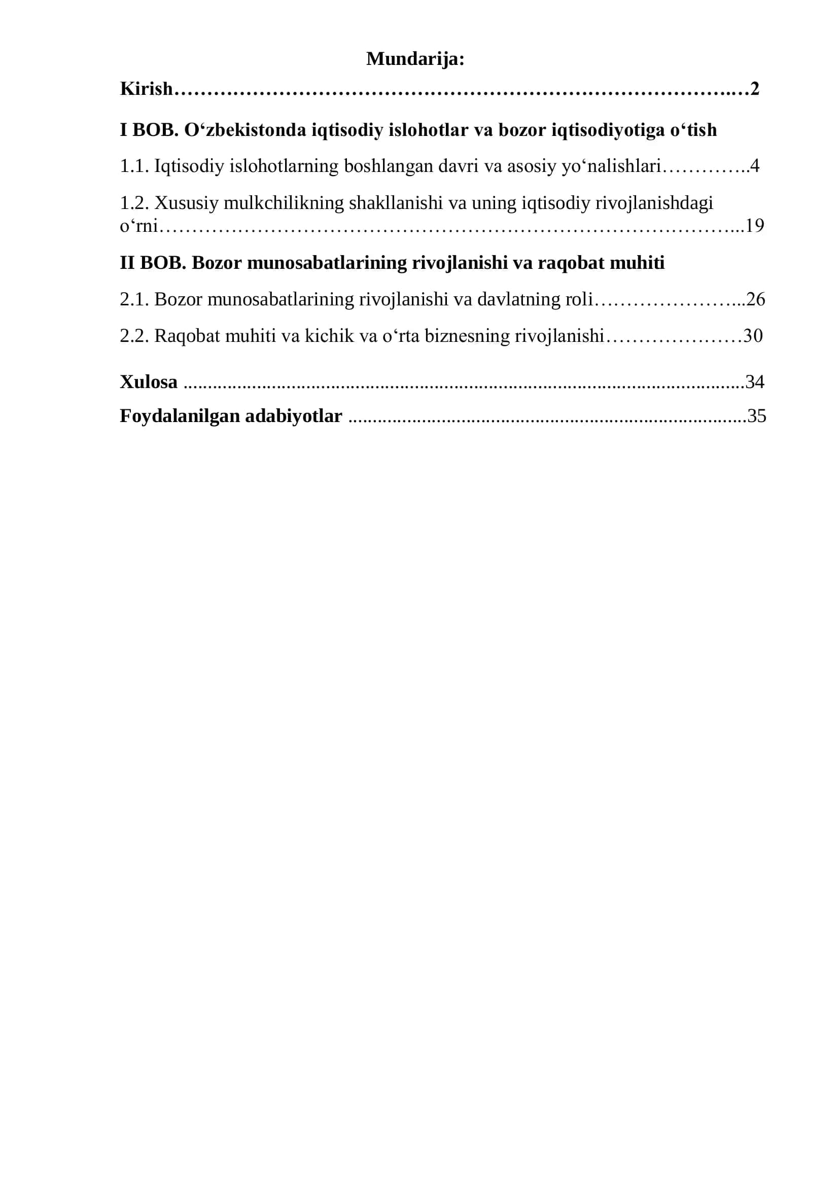 Oʻzbekistonda iqtisodiy islohotlar va bozor iqtisodiyotiga oʻtish 1