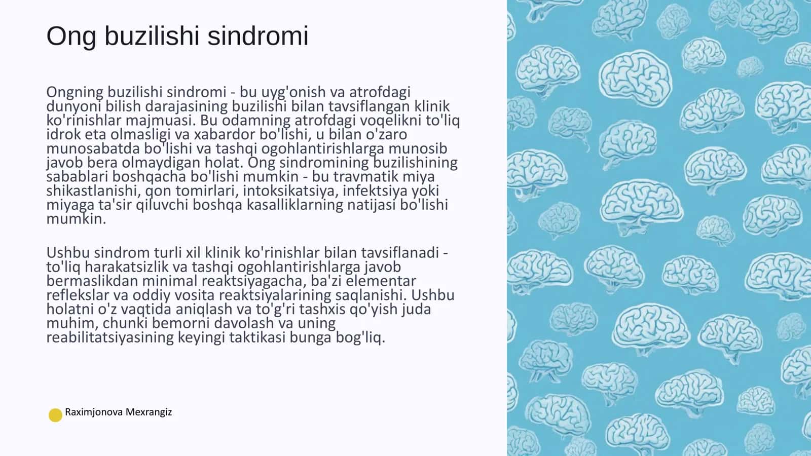 Ong buzilishi sindromi 1