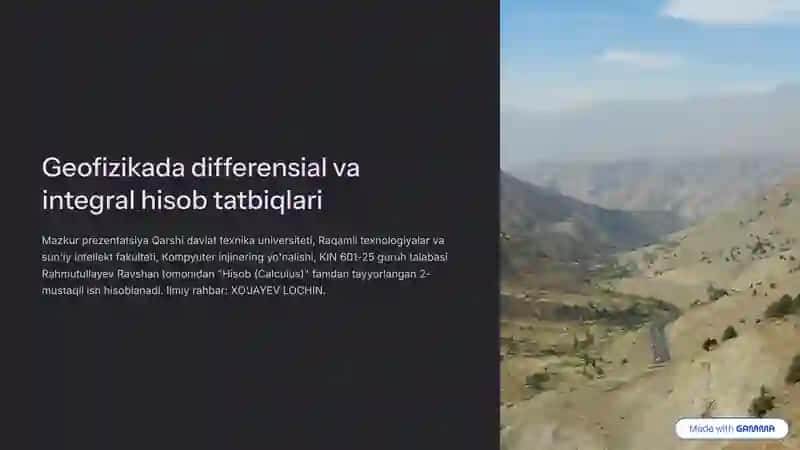 Geofizikada Differensial va Integral Hisob Tatbiqlari