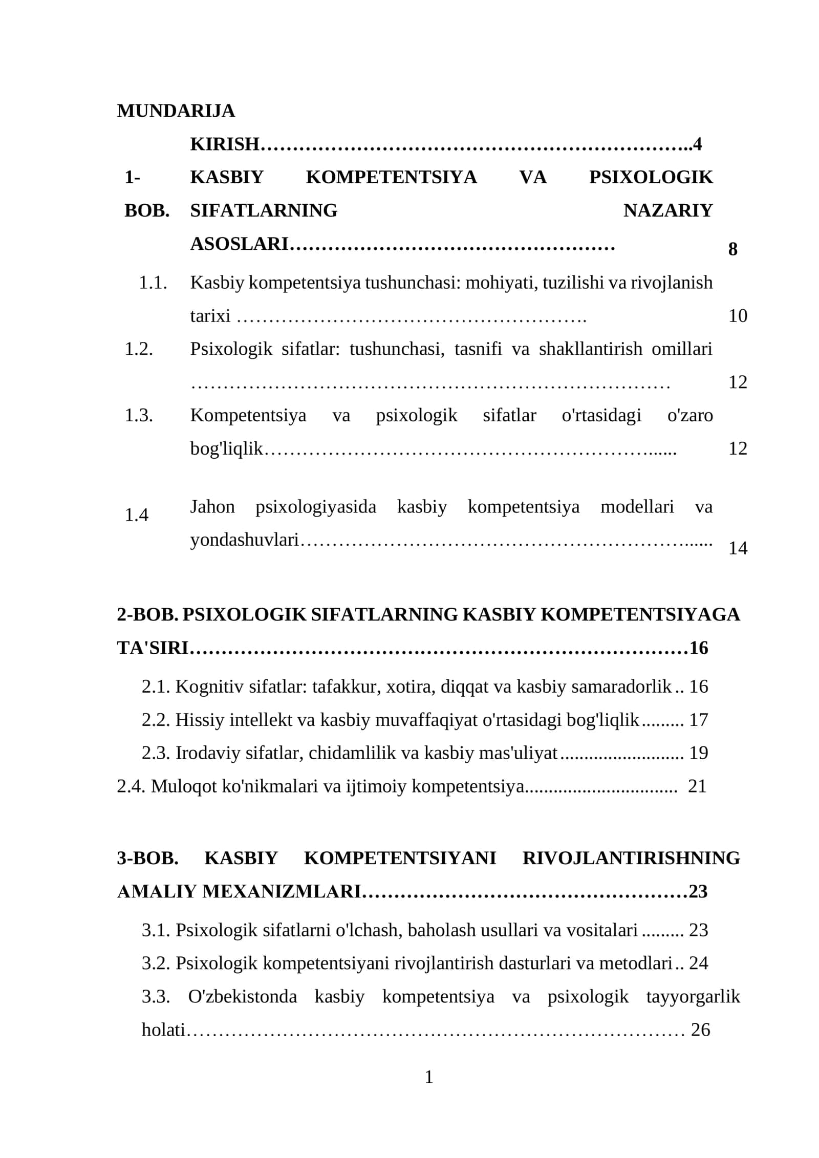 PSIXOLOGIK SIFATLARNING KASBIY KOMPETENTSIYAGA TA'SIRI 1