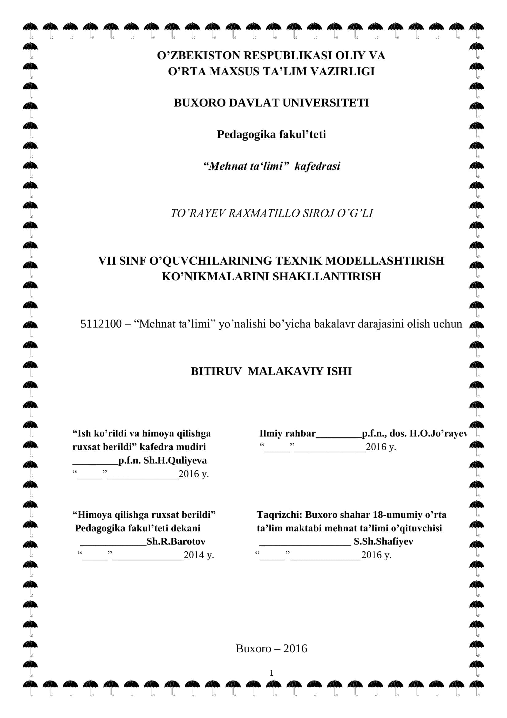 VII sinf O'quvchilarining texnik modellashtirish konikmalarni shakllantirish 1
