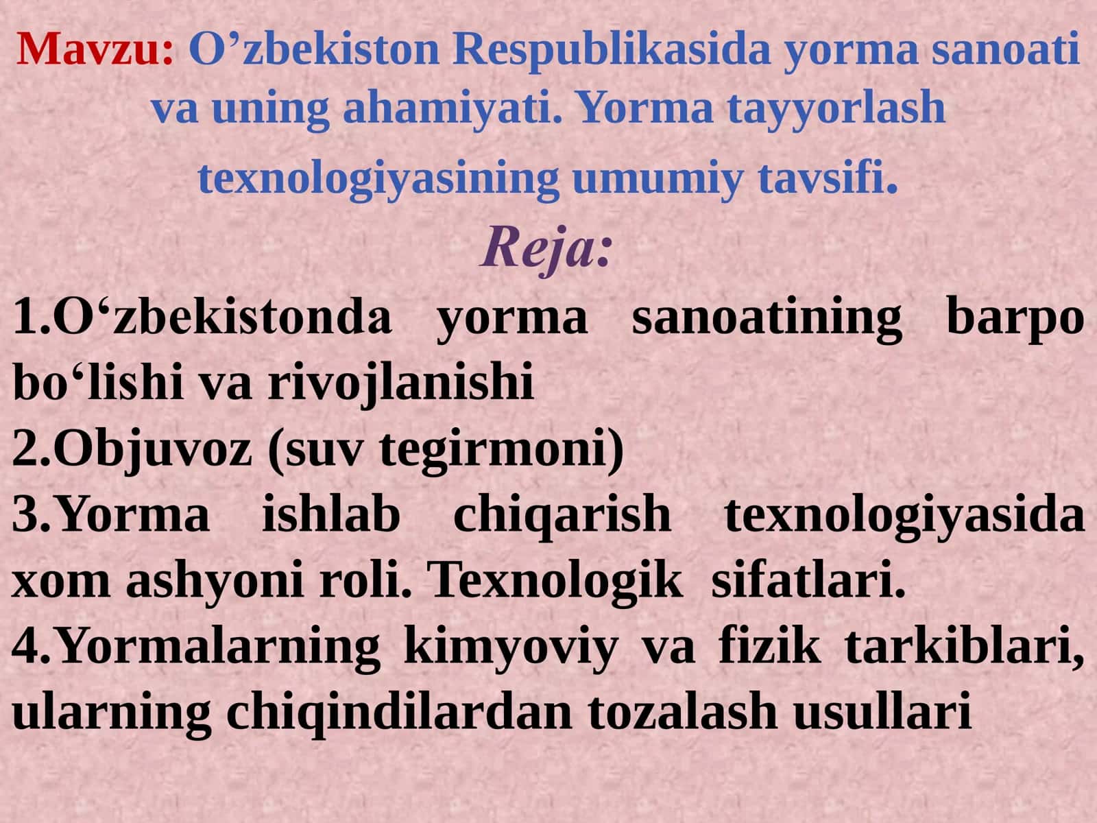 O’zbekiston Respublikasida yorma sanoati va uning ahamiyati 1