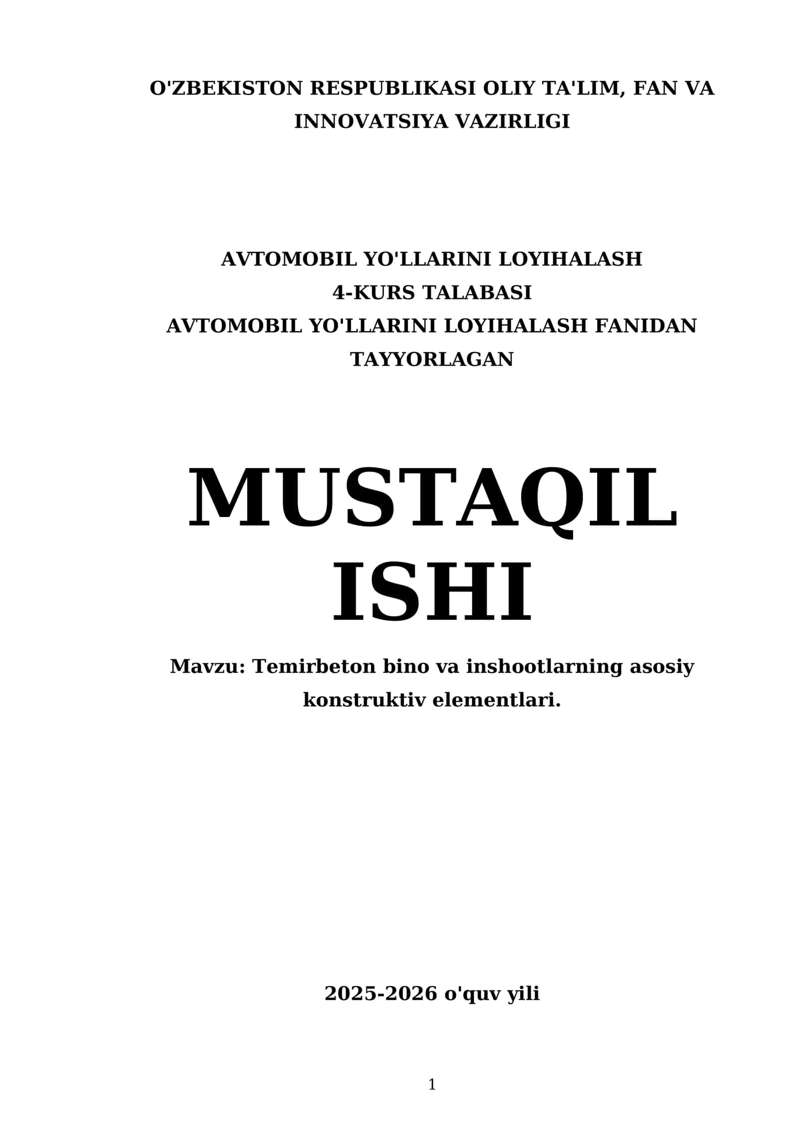Temirbeton bino va inshootlarning asosiy konstruktiv elementlari 1