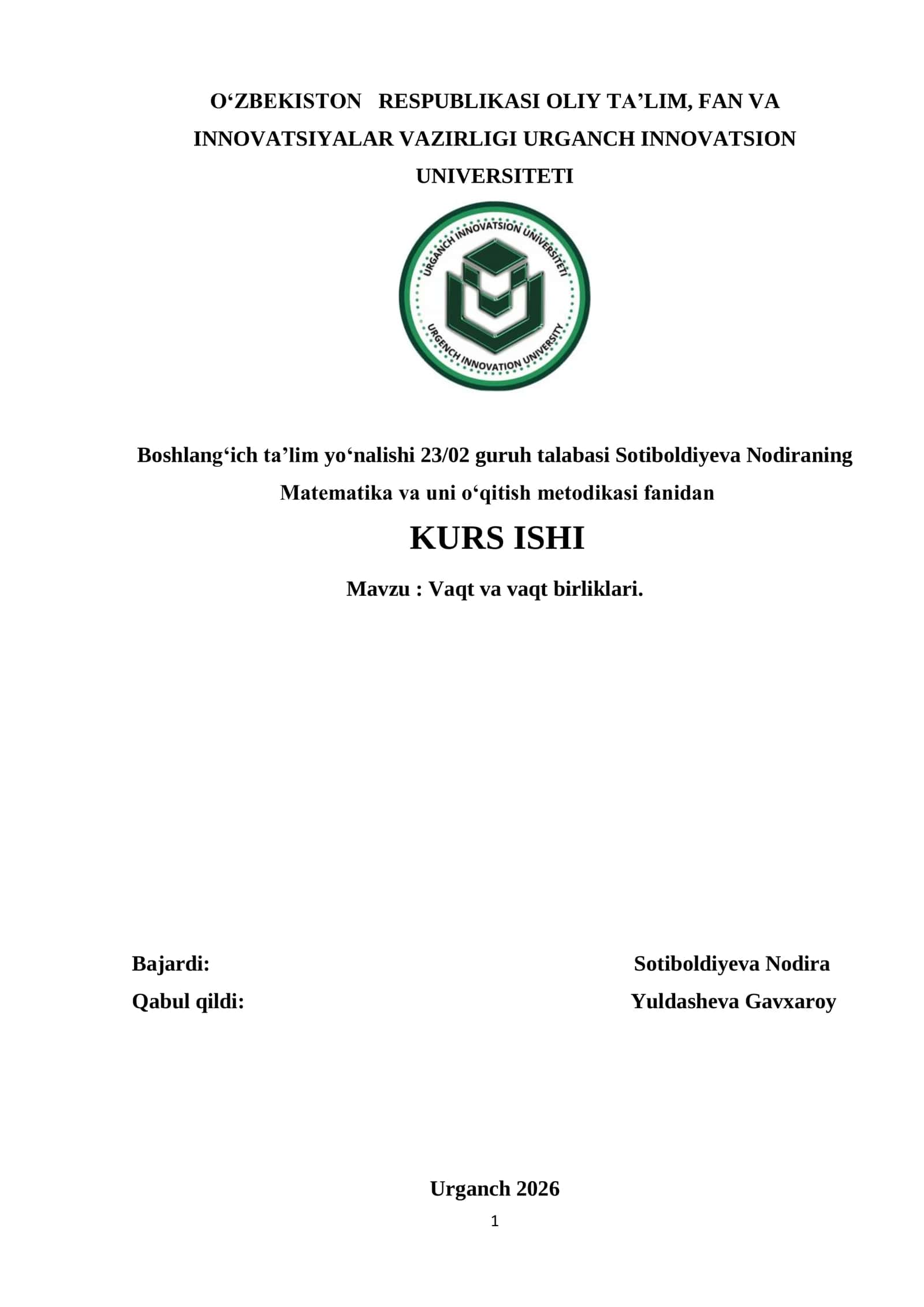 Vaqt va vaqt birliklari 1