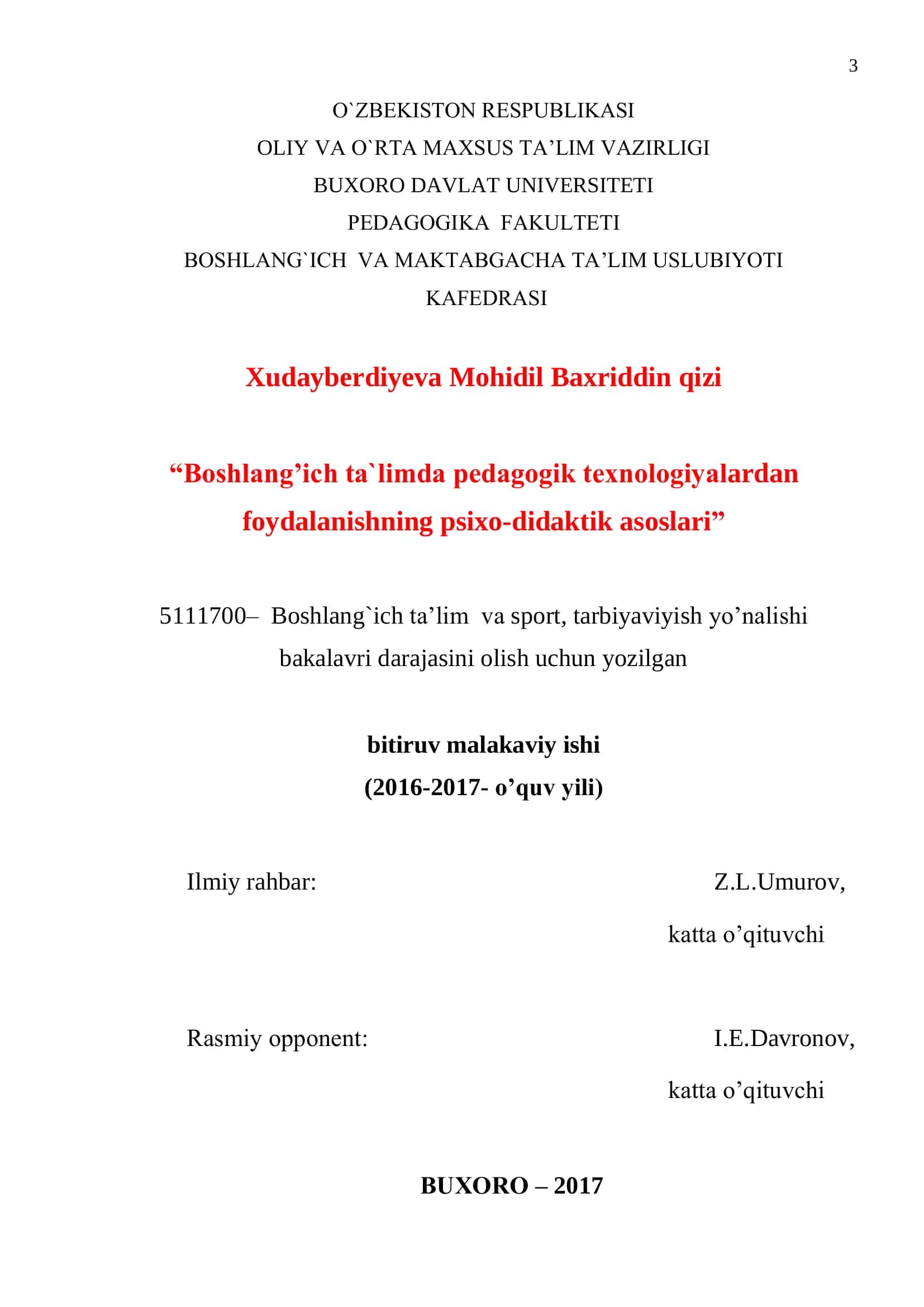 Boshlang’ich ta`limda pedagogik texnologiyalardan foydalanishning psixo-didaktik asoslari 1