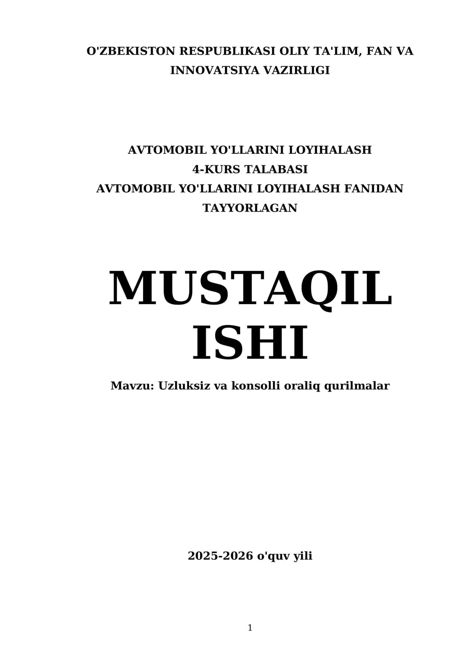 Uzluksiz va konsolli oraliq qurilmalar 1