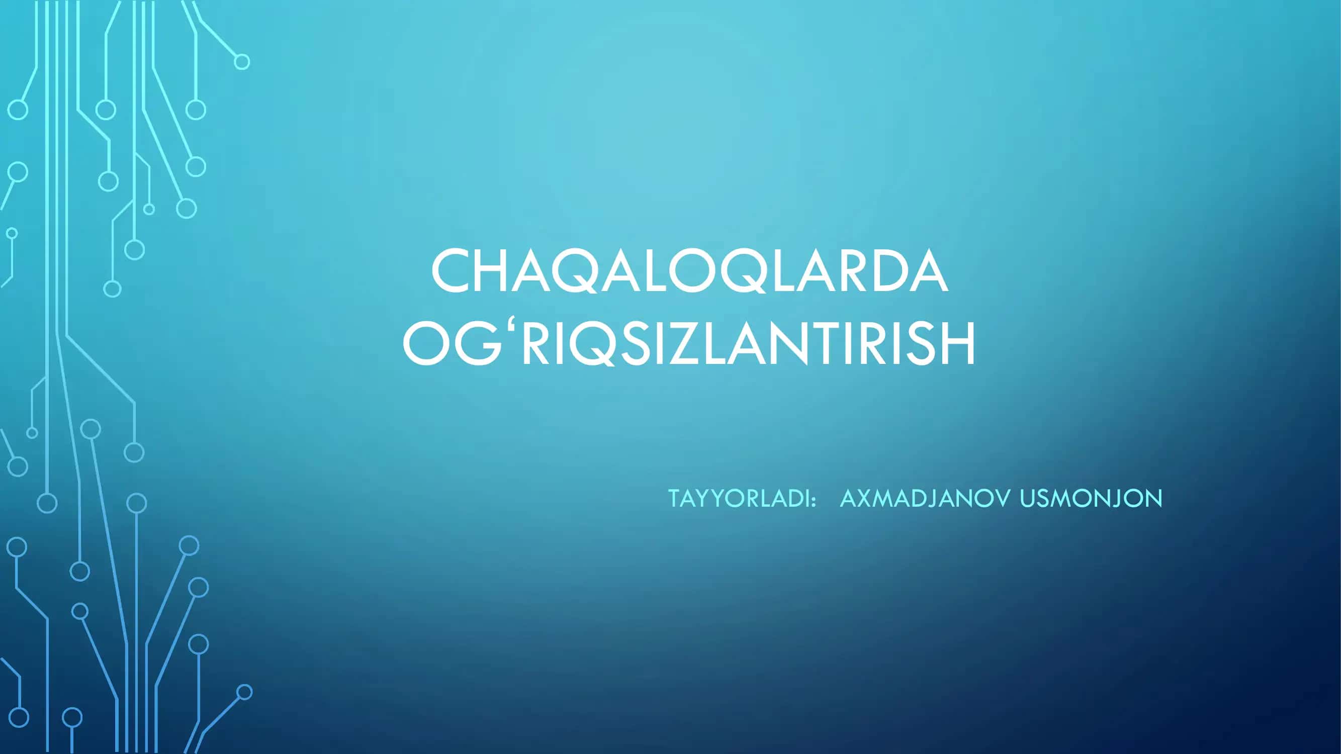 CHAQALOQLARDA OGʻRIQSIZLANTIRISH TAYYORLADI 1