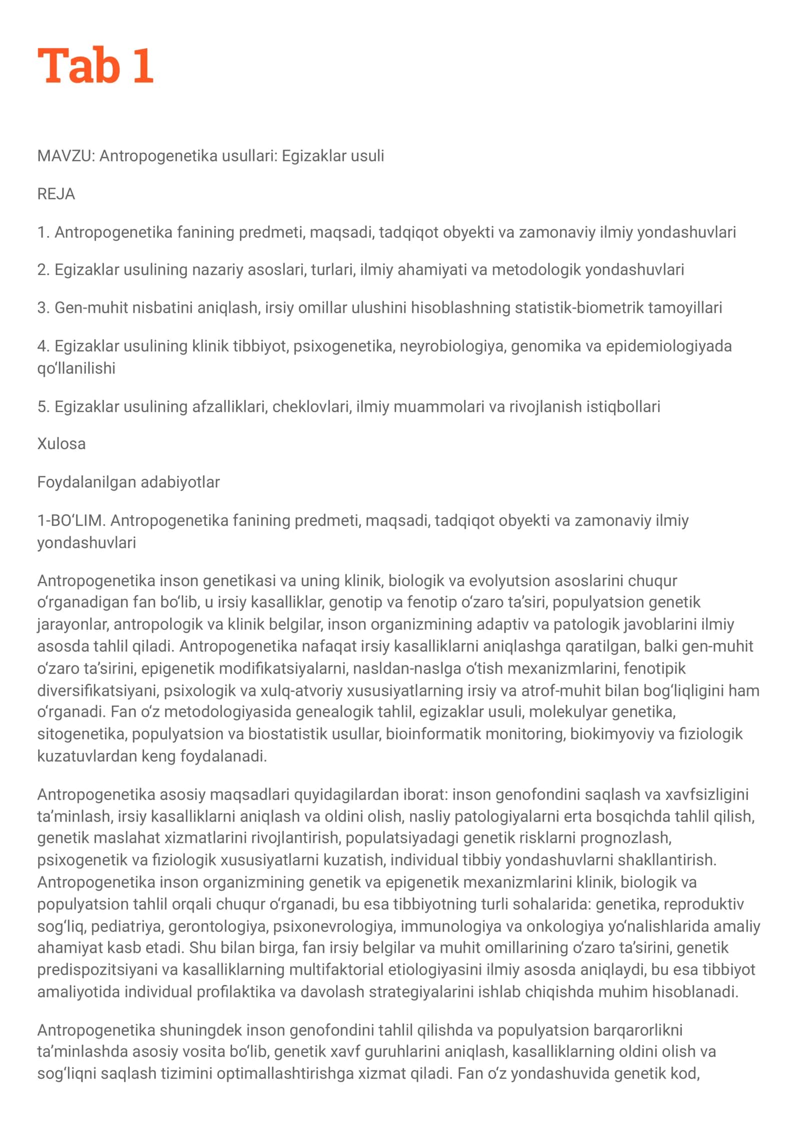 Egizaklar usuli 1