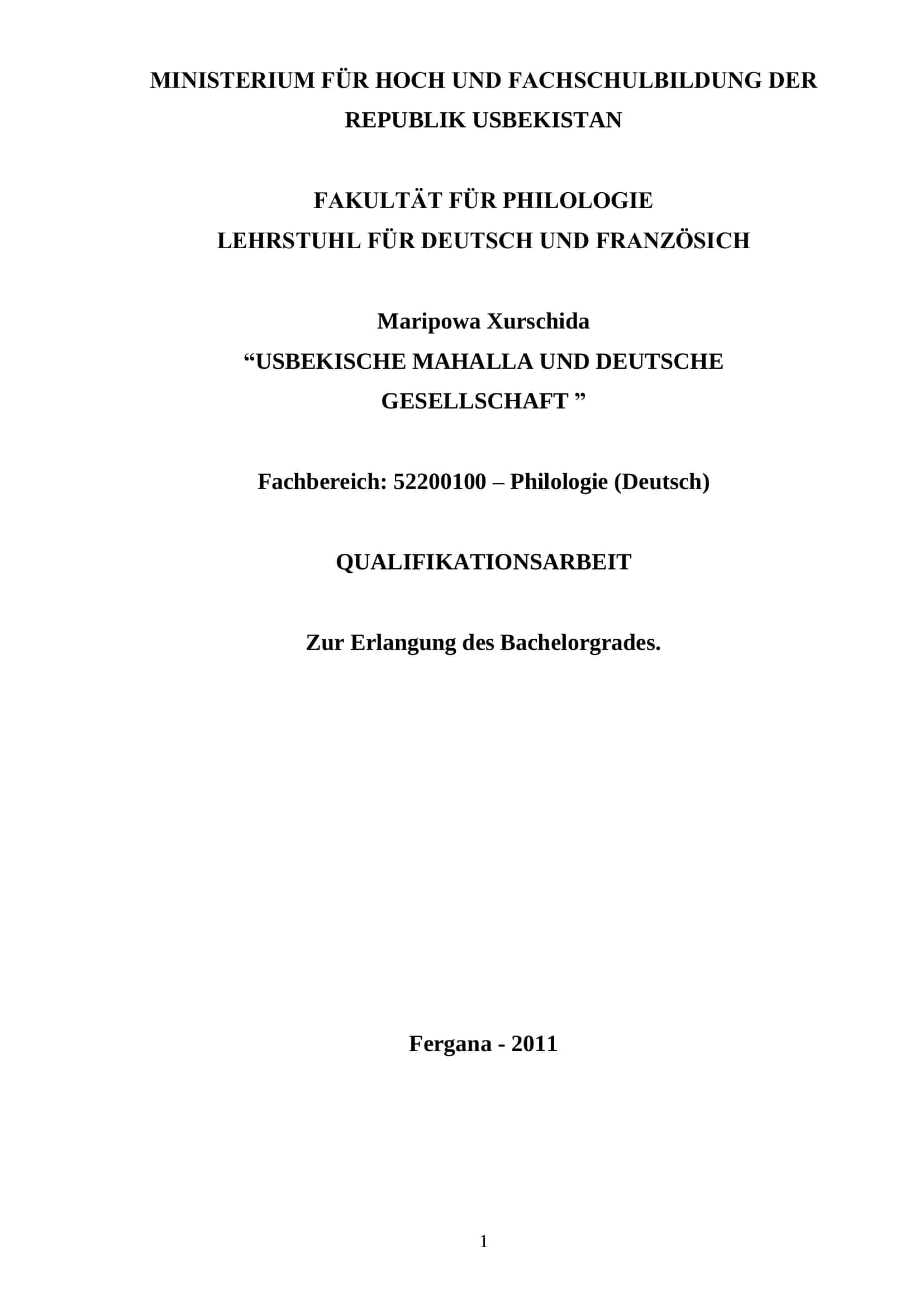 USBEKISCHE MAHALLA UND DEUTSCHE GESELLSCHAFT 1