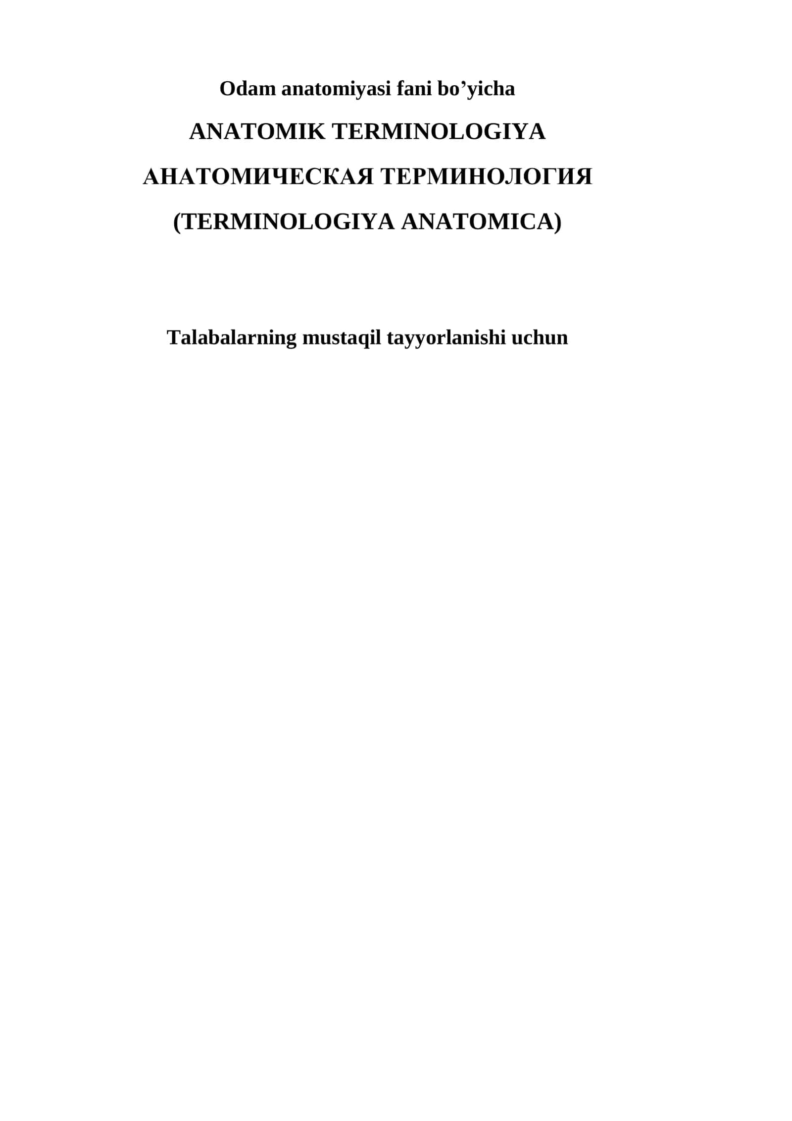 ANATOMIK TERMINOLOGIYA (TERMINOLOGIYA ANATOMICA) 1