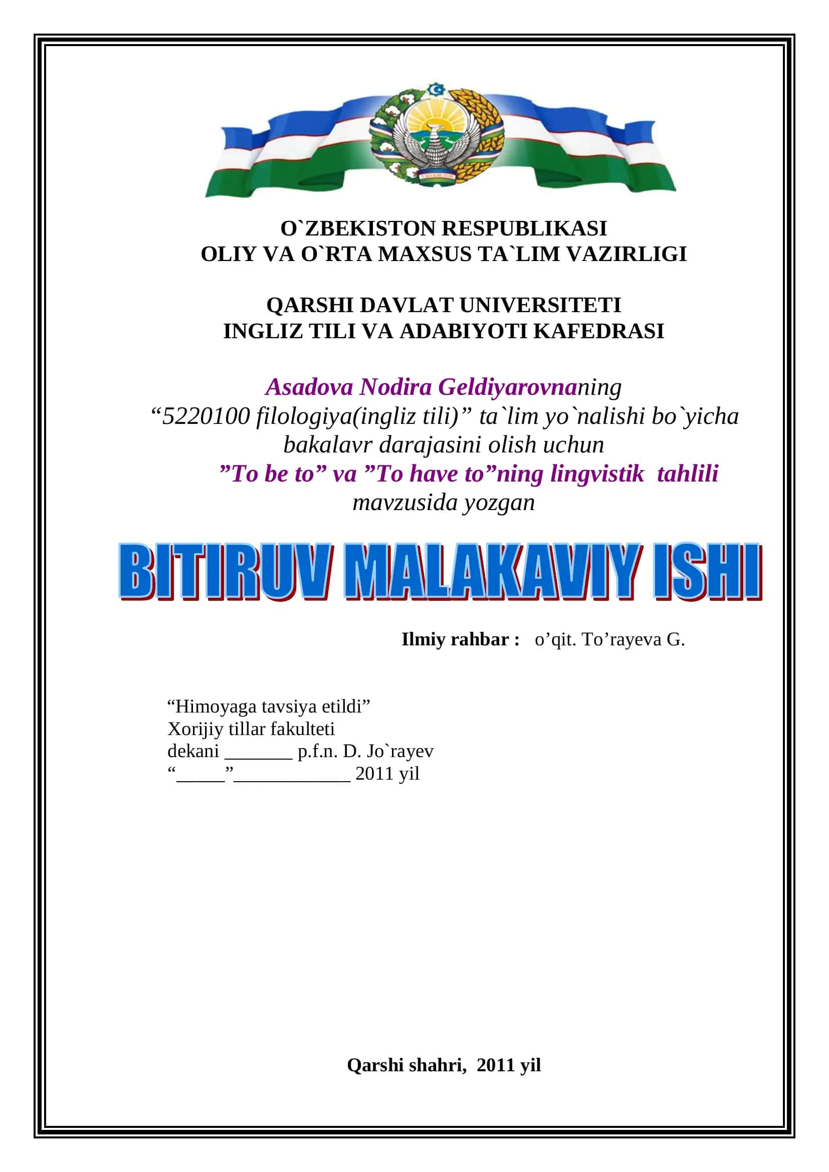 "To be to" va "To have to"ning lingvistik tahlili 1