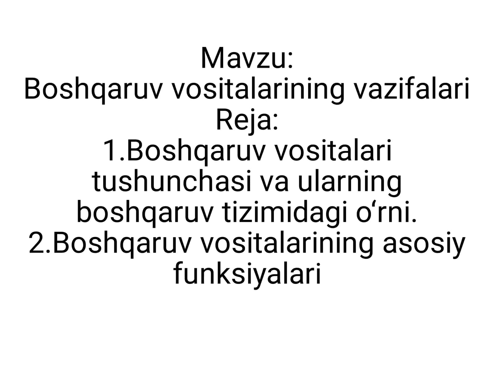 Boshqaruv vositalarining vazifalari 1