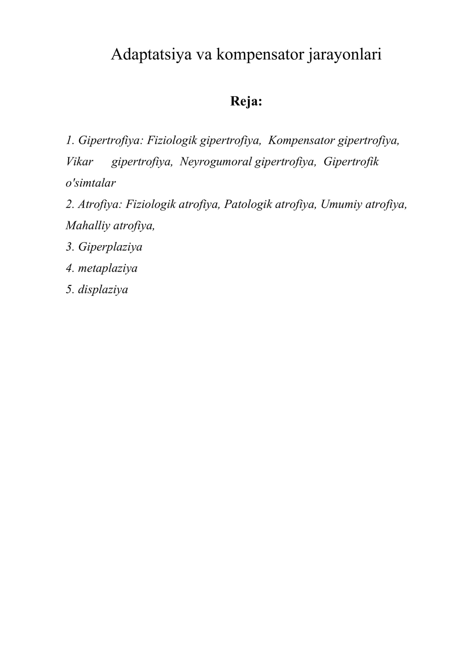 Adaptatsiya va kompеnsator jarayonlari 1