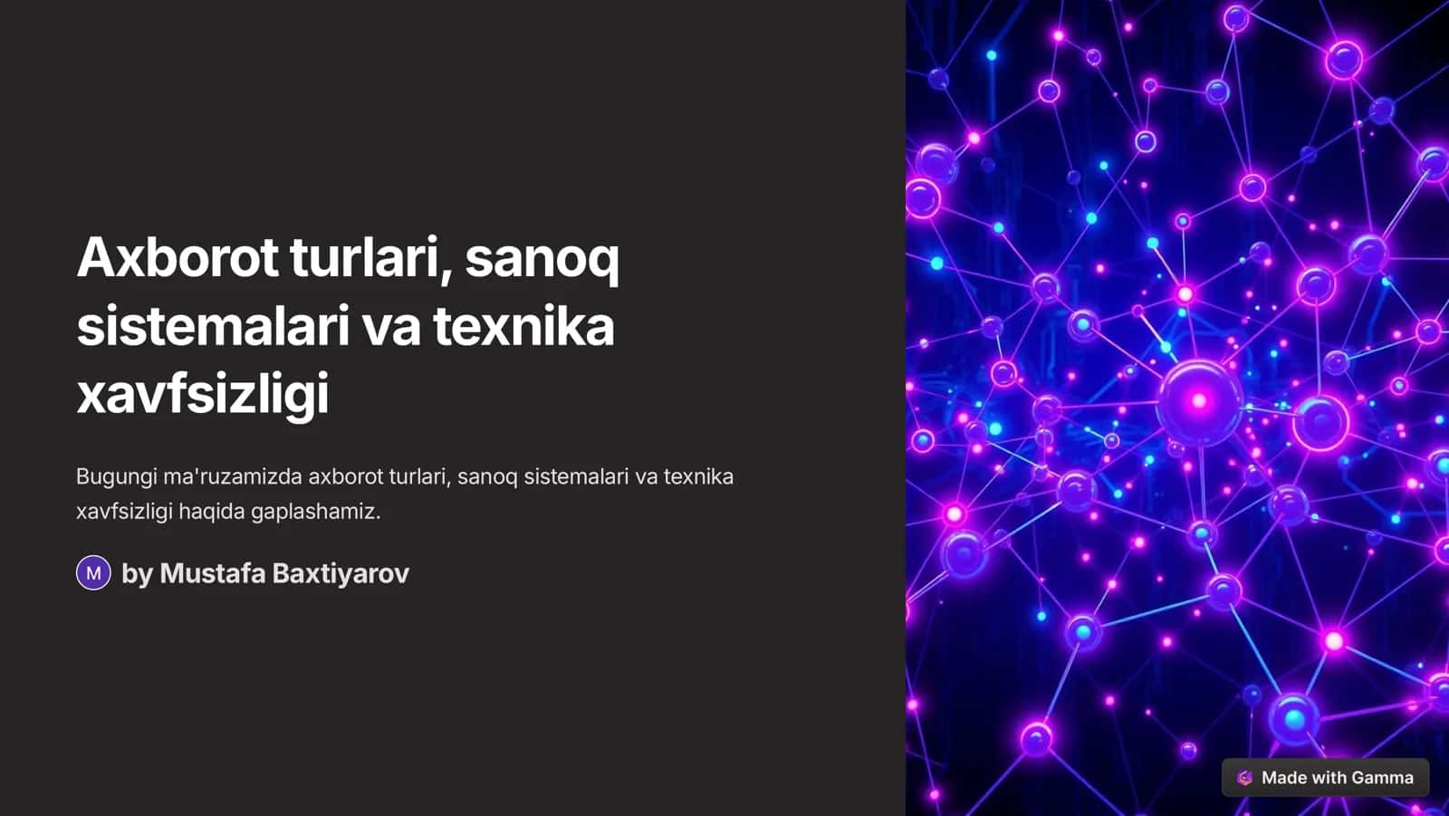 Axborot turlari, sanoq sistemalari va texnika xavfsizligi 1
