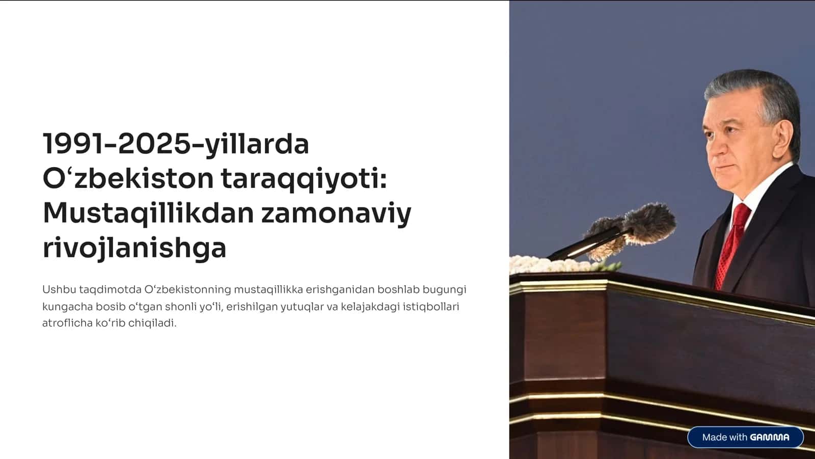 O'zbekiston taraqqiyoti: Mustaqillikdan zamonaviy rivojlanishga 1