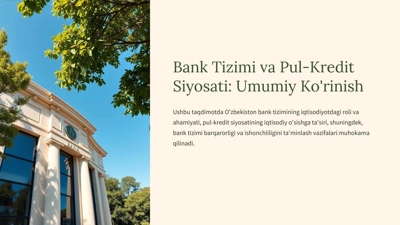 O'zbekiston Bank Tizimi va Pul-Kredit 1