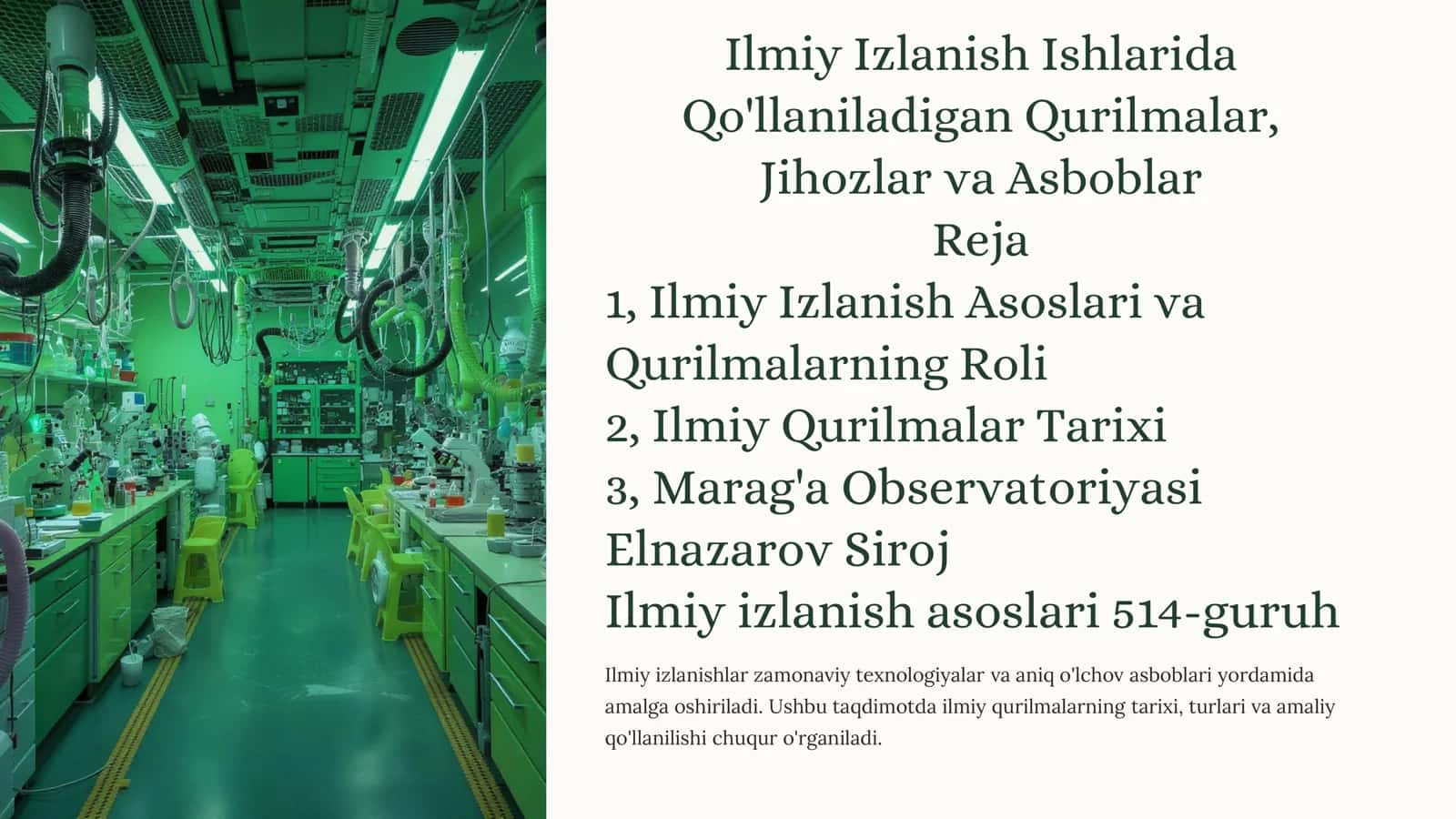 Ilmiy Izlanish Ishlarida Qo'llaniladigan Qurilmalar, Jihozlar va Asboblar 1