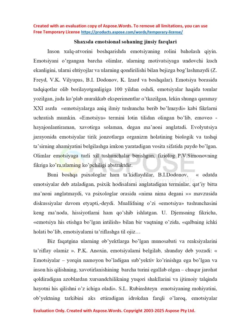 Shaxsda emotsional sohaning jinsiy farqlari 1