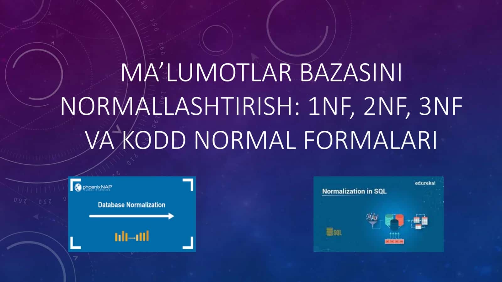 MA’LUMOTLAR BAZASINI NORMALLASHTIRISH: 1NF, 2NF, 3NF VA KODD NORMAL FORMALARI 1