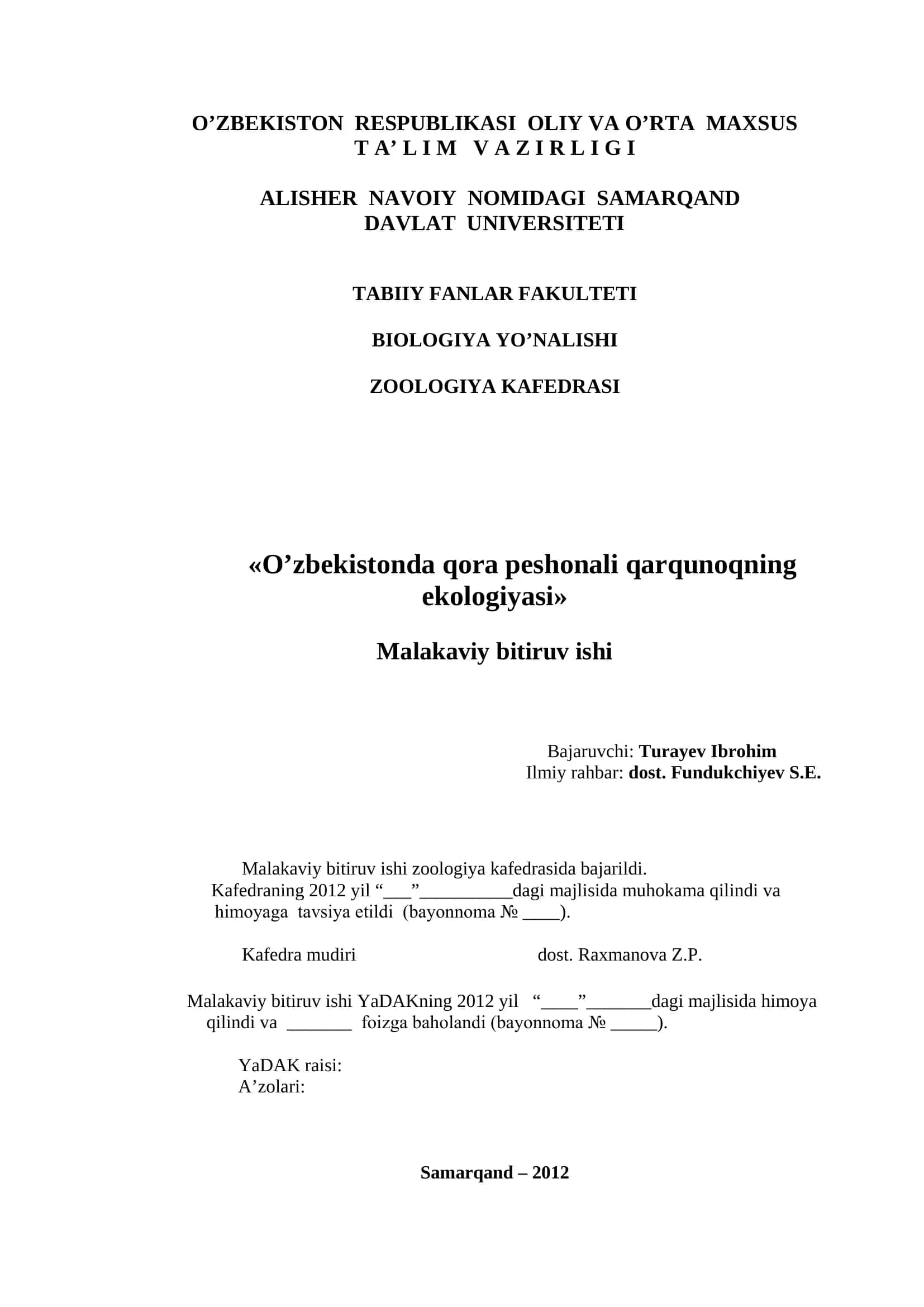 O’zbekistonda qora peshonali qarqunoqning ekologiyasi 1